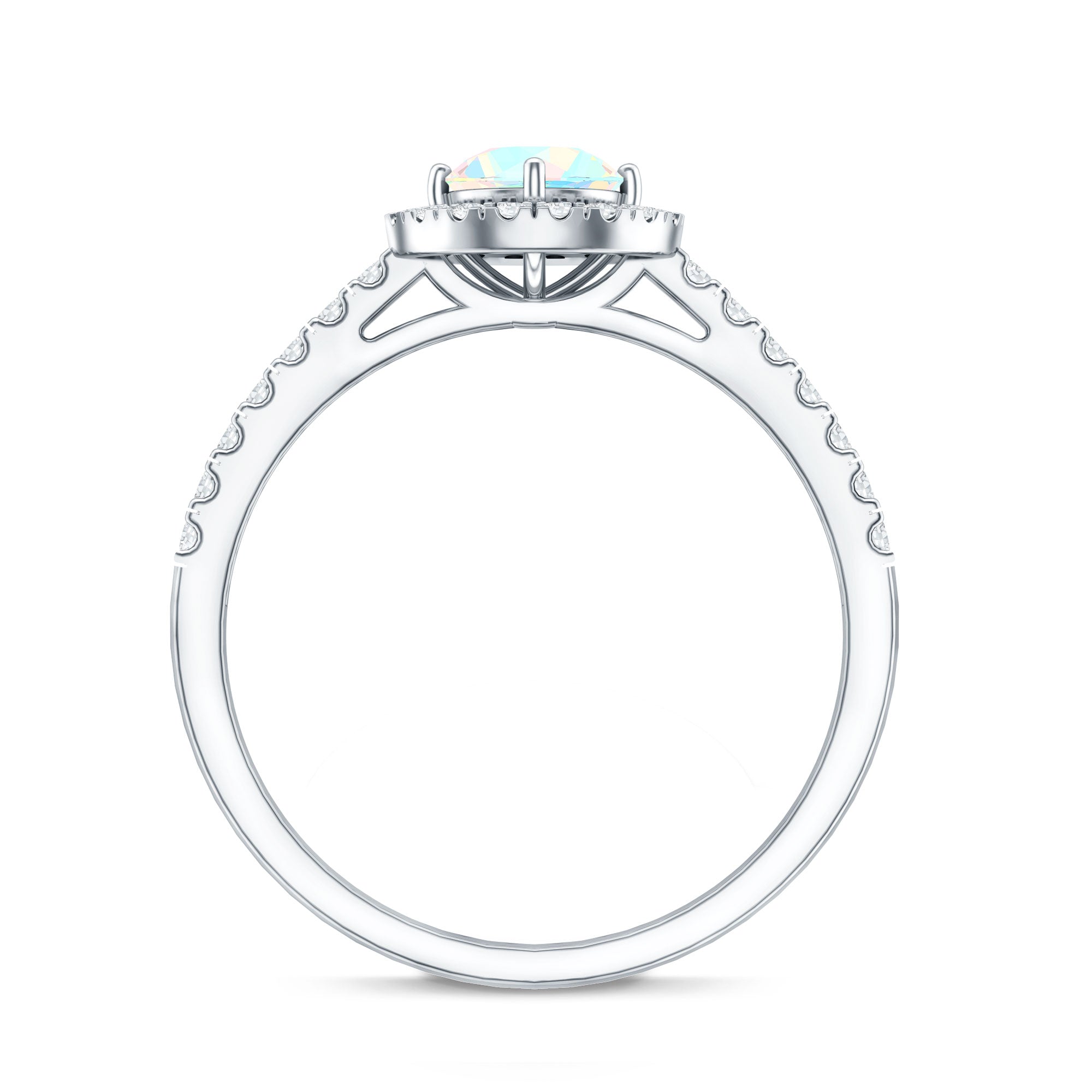 Natural Ethiopian Opal Diamond Engagement Ring with Halo AAA - Rosec Jewels