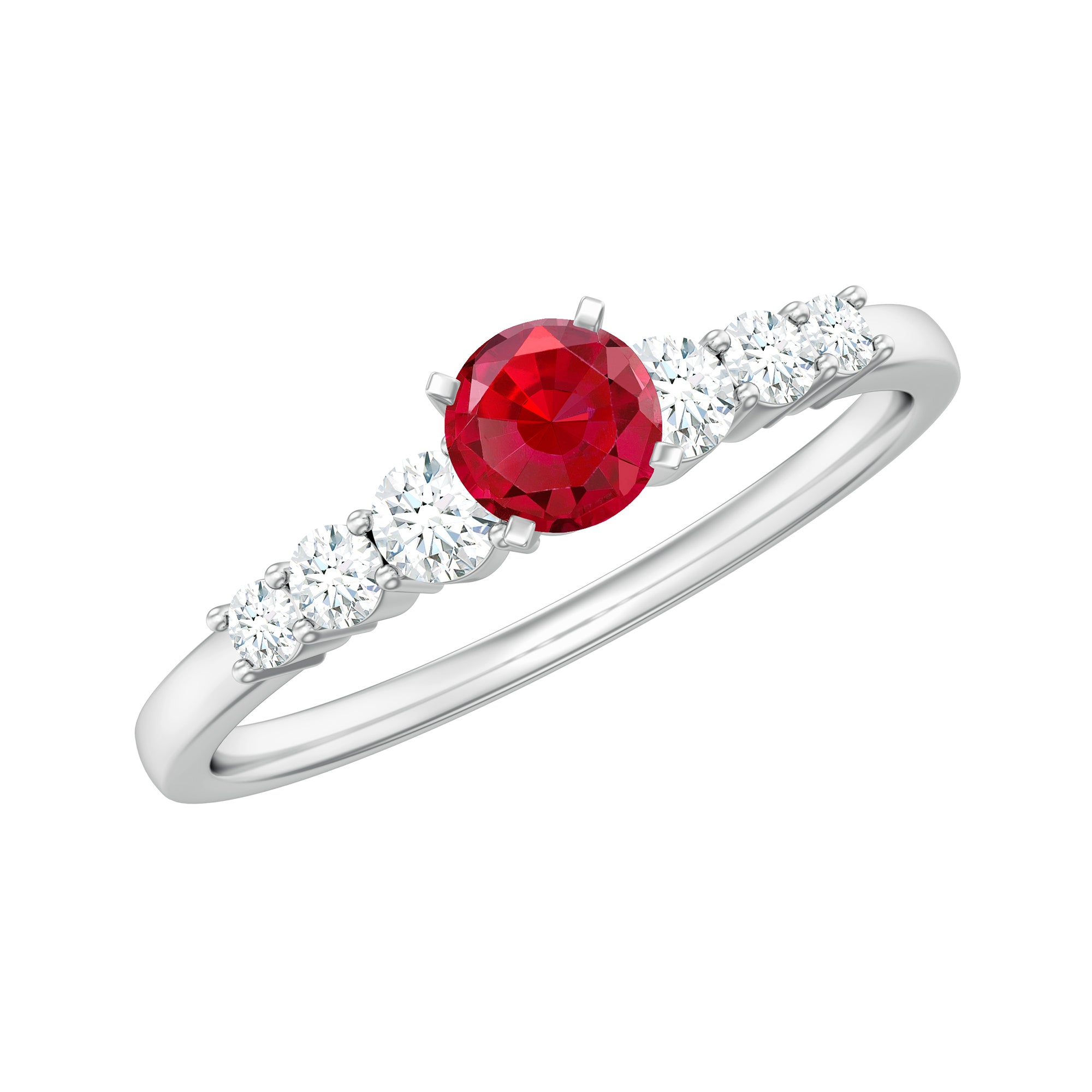 Graduated Style Lab Created Ruby and Diamond Promise Ring AAAA - Rosec Jewels