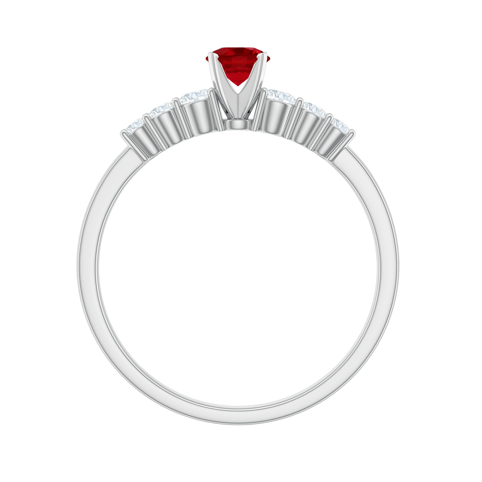 Graduated Style Lab Created Ruby and Diamond Promise Ring AAAA - Rosec Jewels