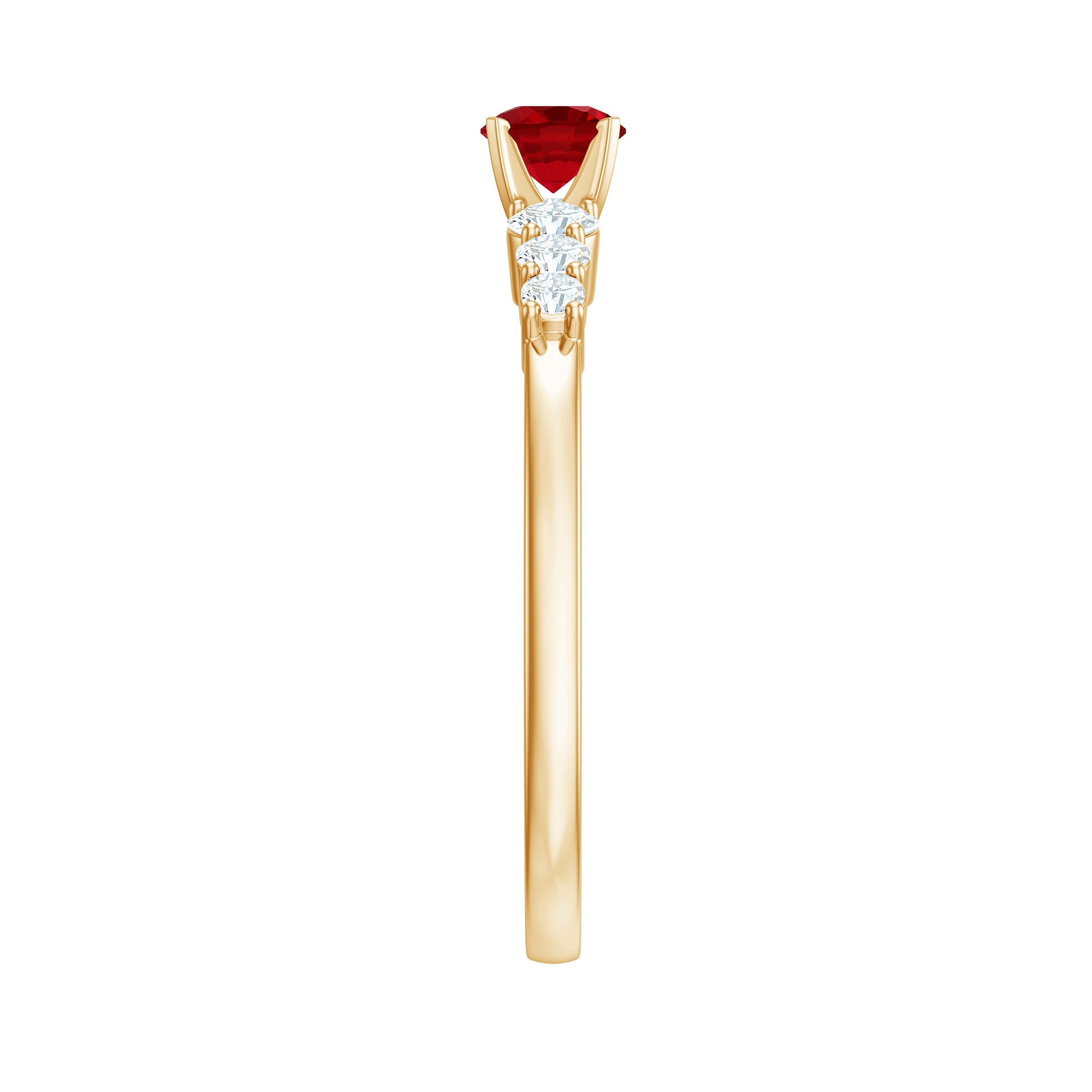 Graduated Style Lab Created Ruby and Diamond Promise Ring AAAA - Rosec Jewels