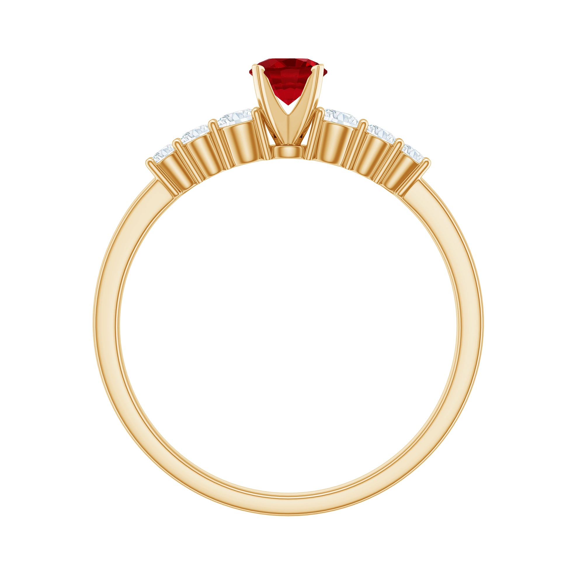 Graduated Style Lab Created Ruby and Diamond Promise Ring AAAA - Rosec Jewels
