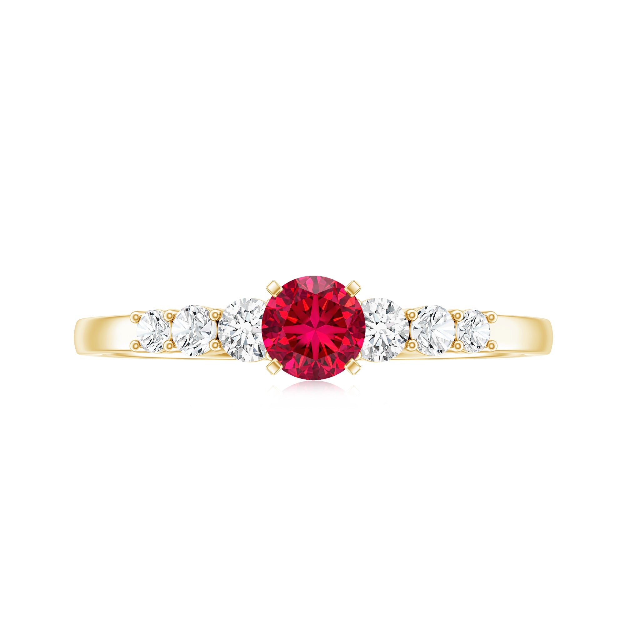 Graduated Style Lab Created Ruby and Diamond Promise Ring AAAA - Rosec Jewels