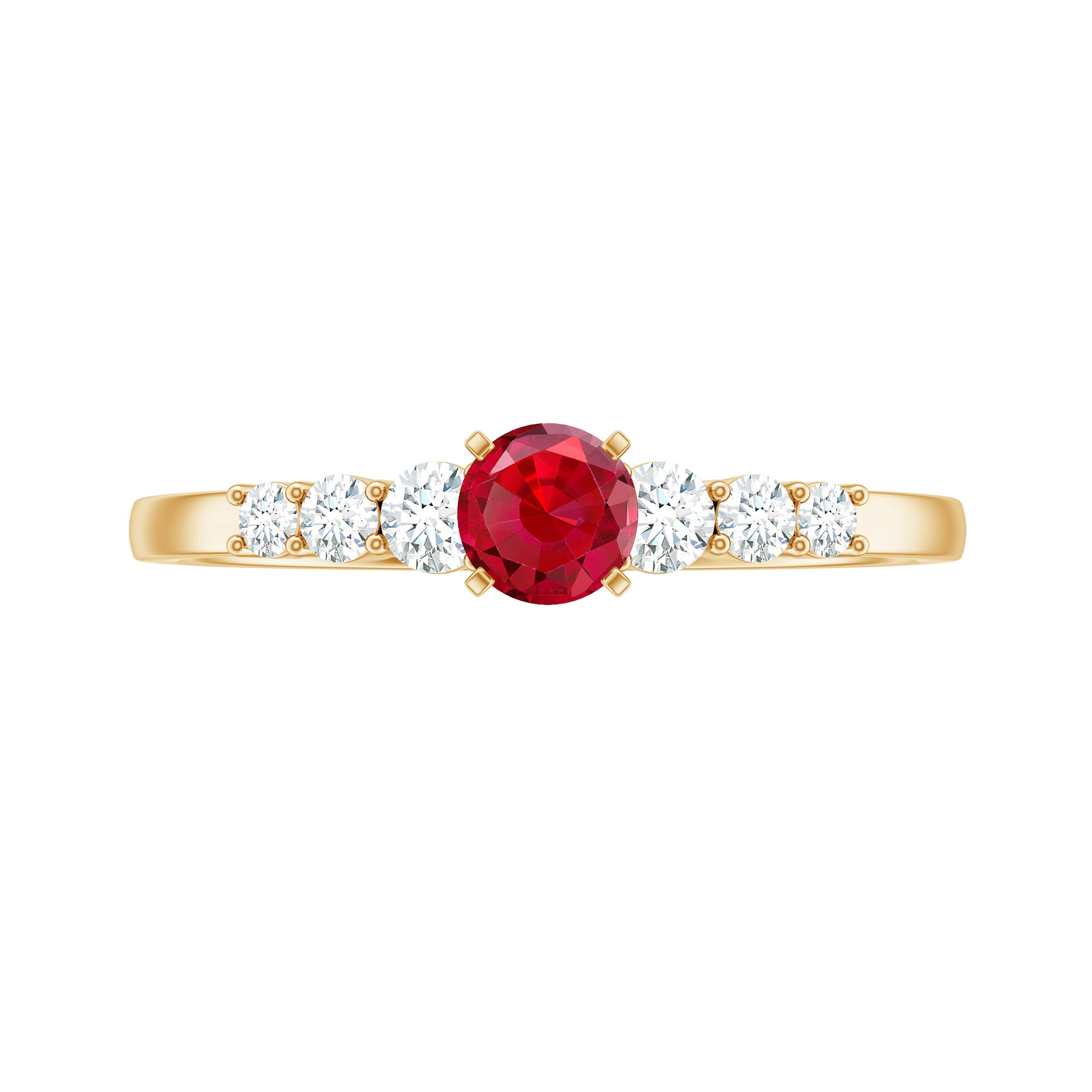 Graduated Style Lab Created Ruby and Diamond Promise Ring AAAA - Rosec Jewels