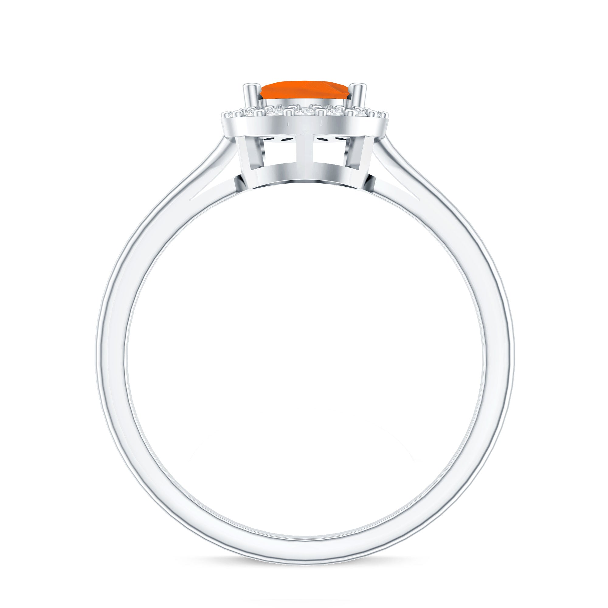 1 CT Teardrop Fire Opal Ring with Diamond Accent AAA - Rosec Jewels
