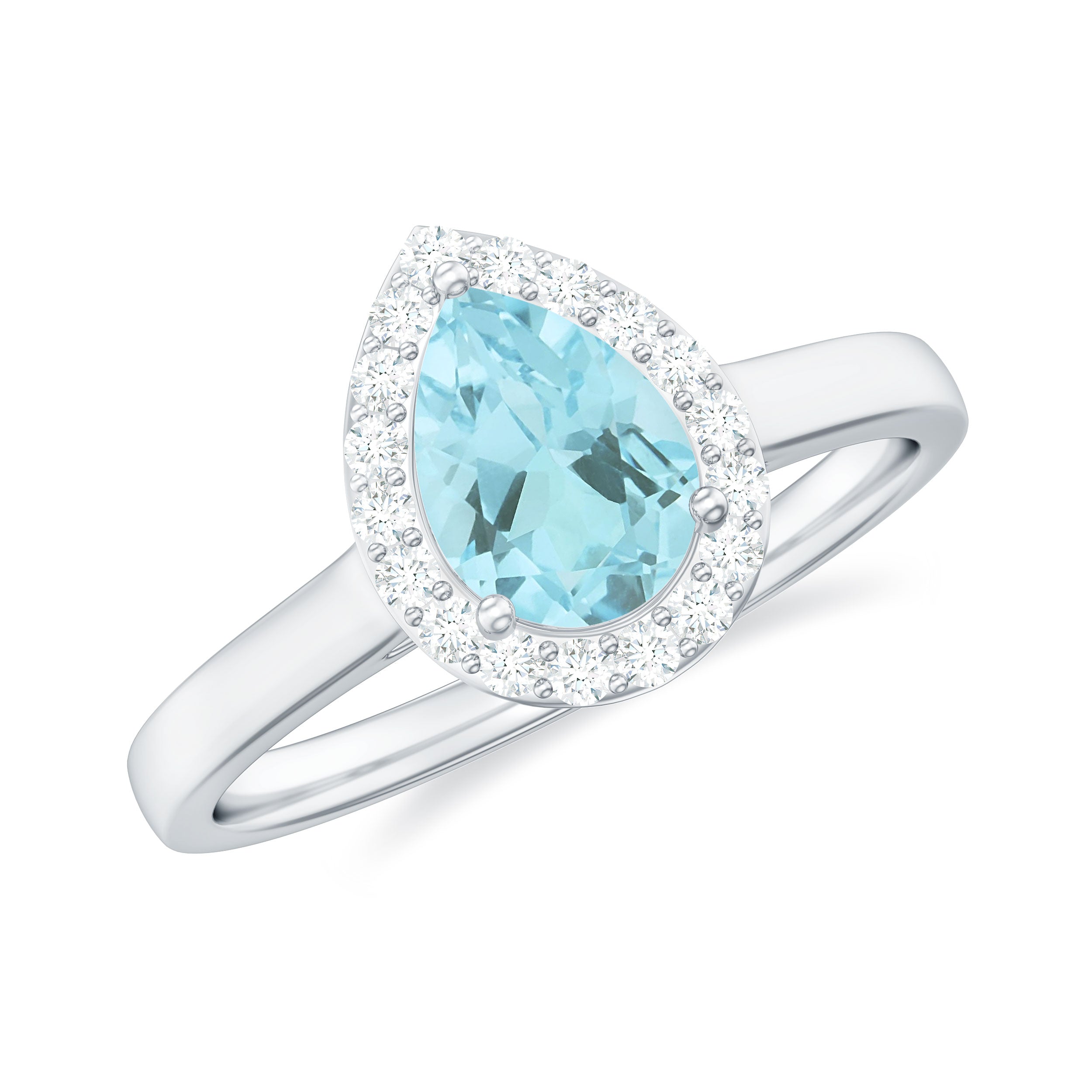 Teardrop Sky Blue Topaz Ring with Diamond Accent