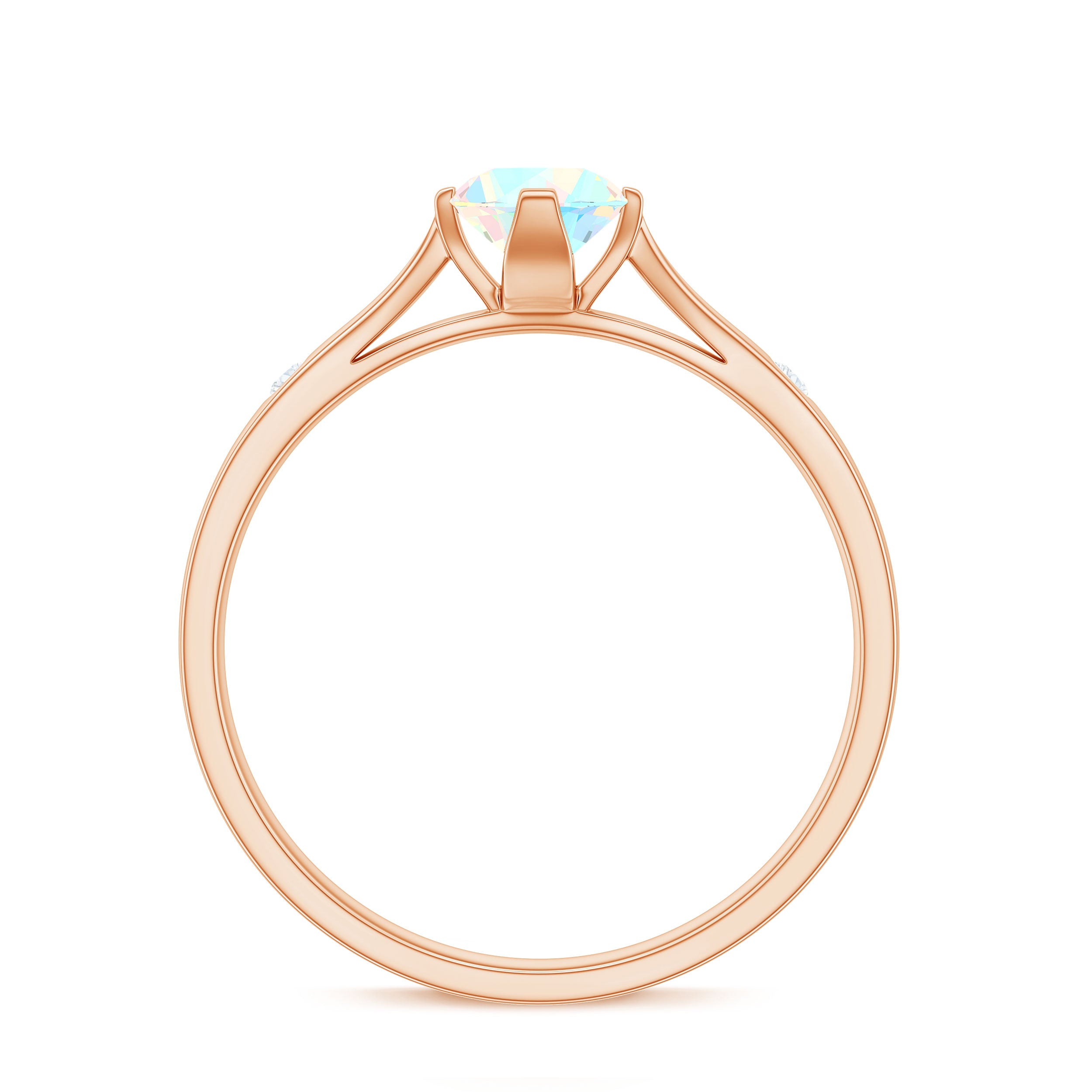 Natural Solitaire Ethiopian Opal Promise Ring with Diamond AAA - Rosec Jewels