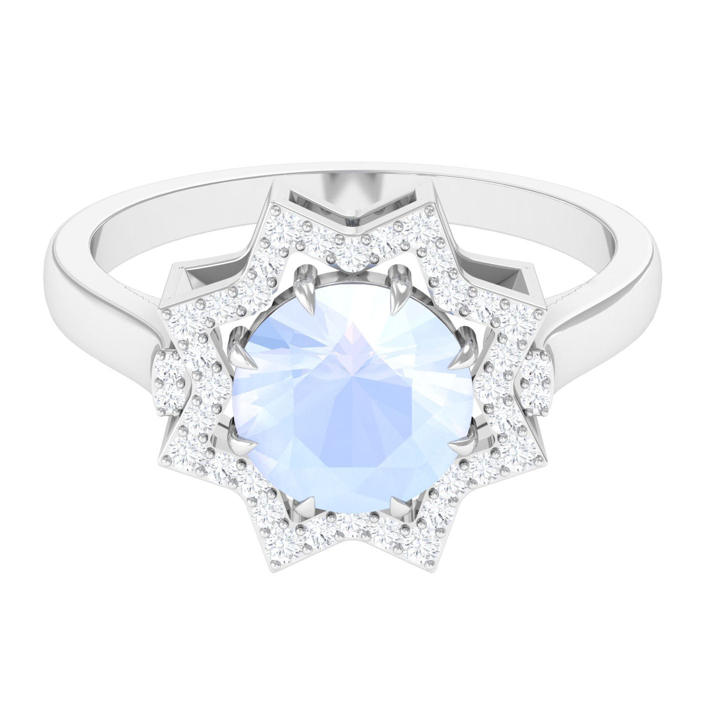 1.25 CT Moonstone Star Shape Engagement Ring with Diamond