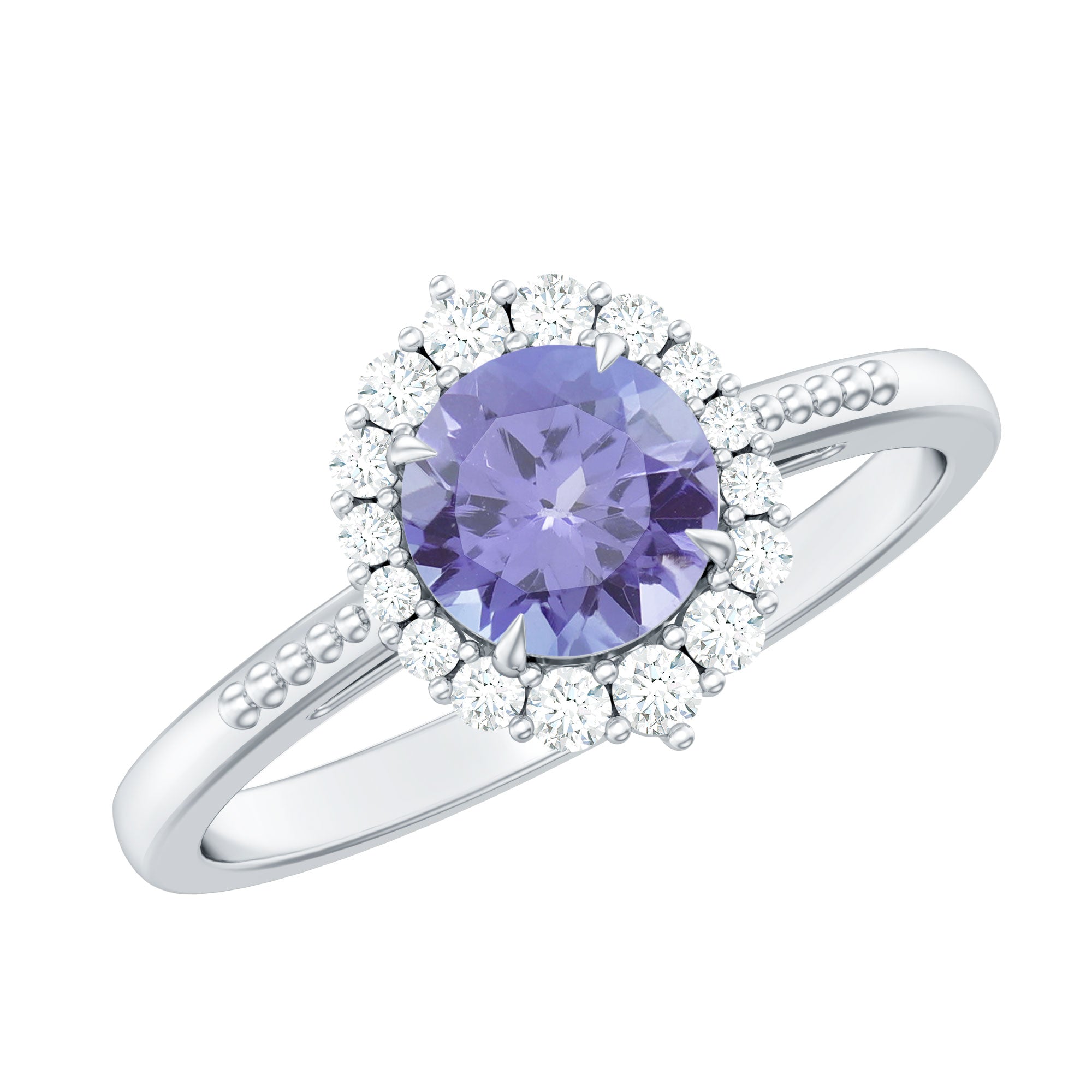 1.25 CT Natural Tanzanite Engagement Ring with Diamond Accent