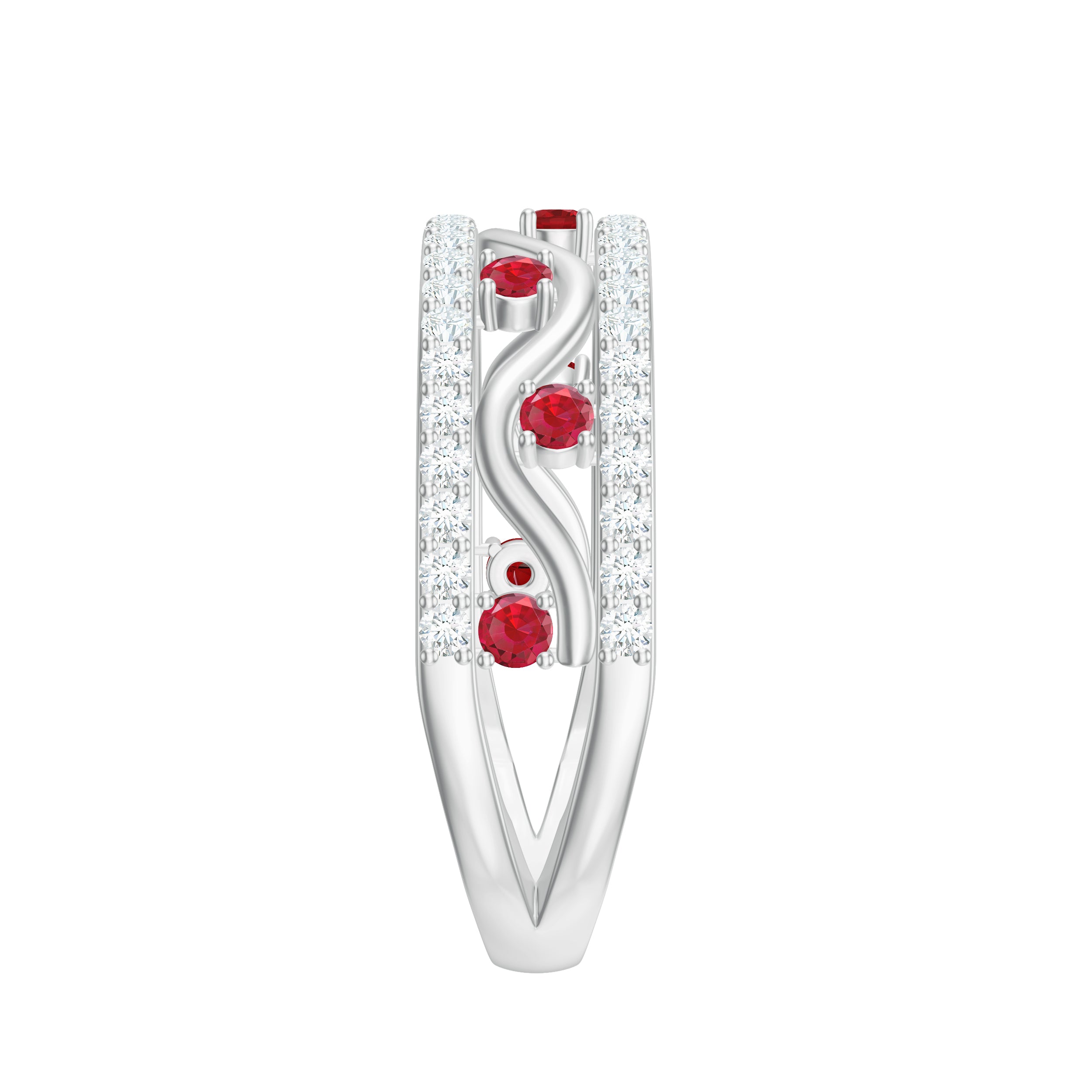 Lab Created Ruby and Diamond Designer Anniversary Band AAAA - Rosec Jewels