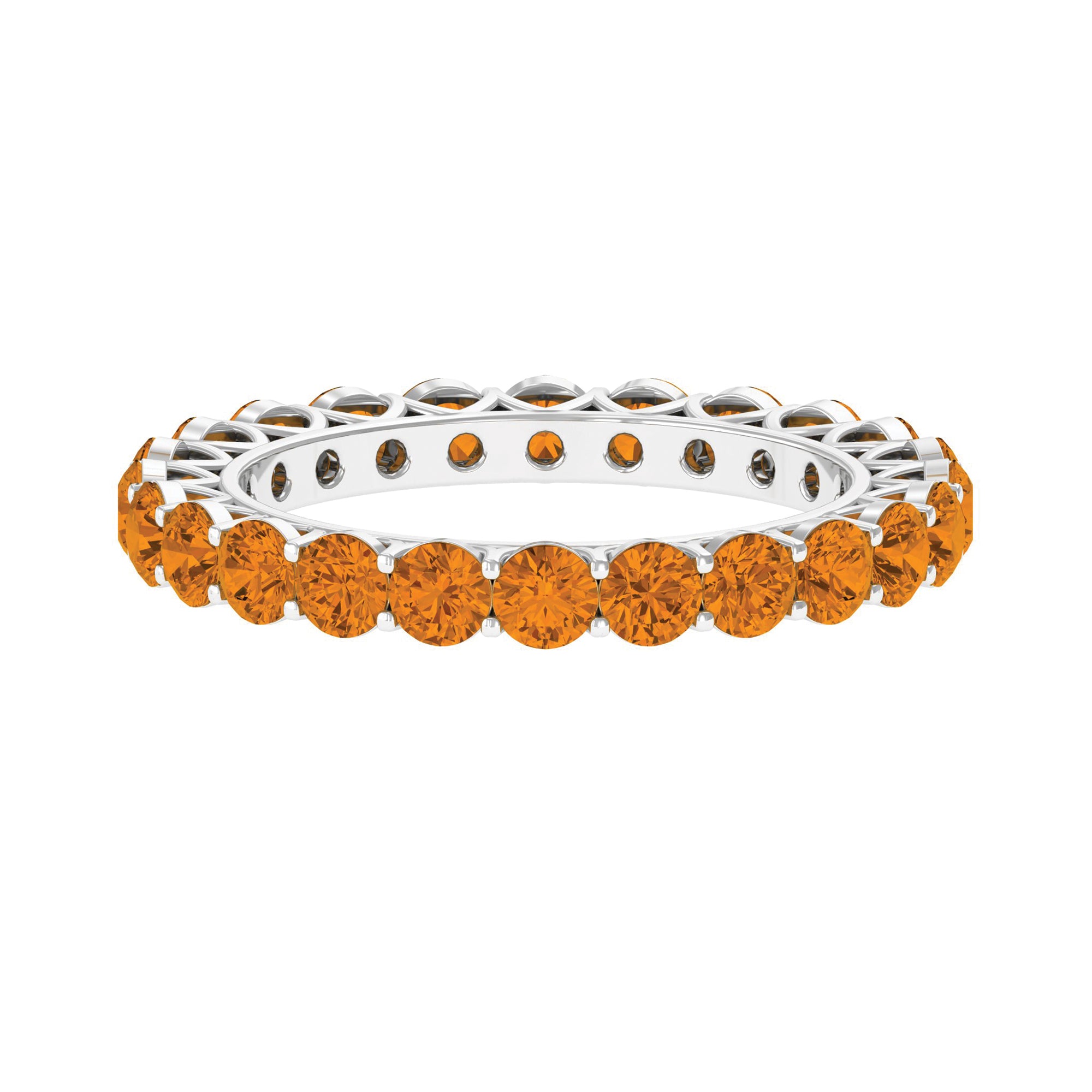 Round Citrine Simple Full Eternity Band Ring