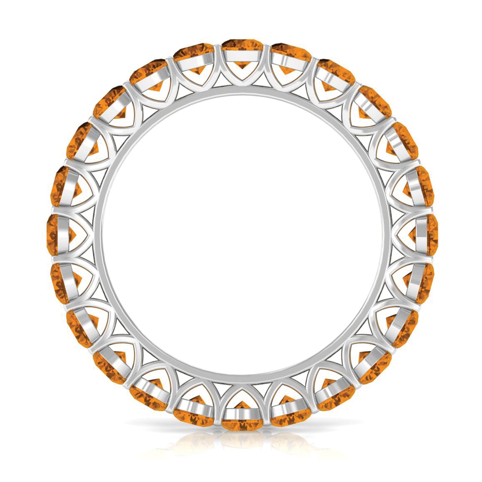 Round Citrine Simple Full Eternity Band Ring AAA - Rosec Jewels