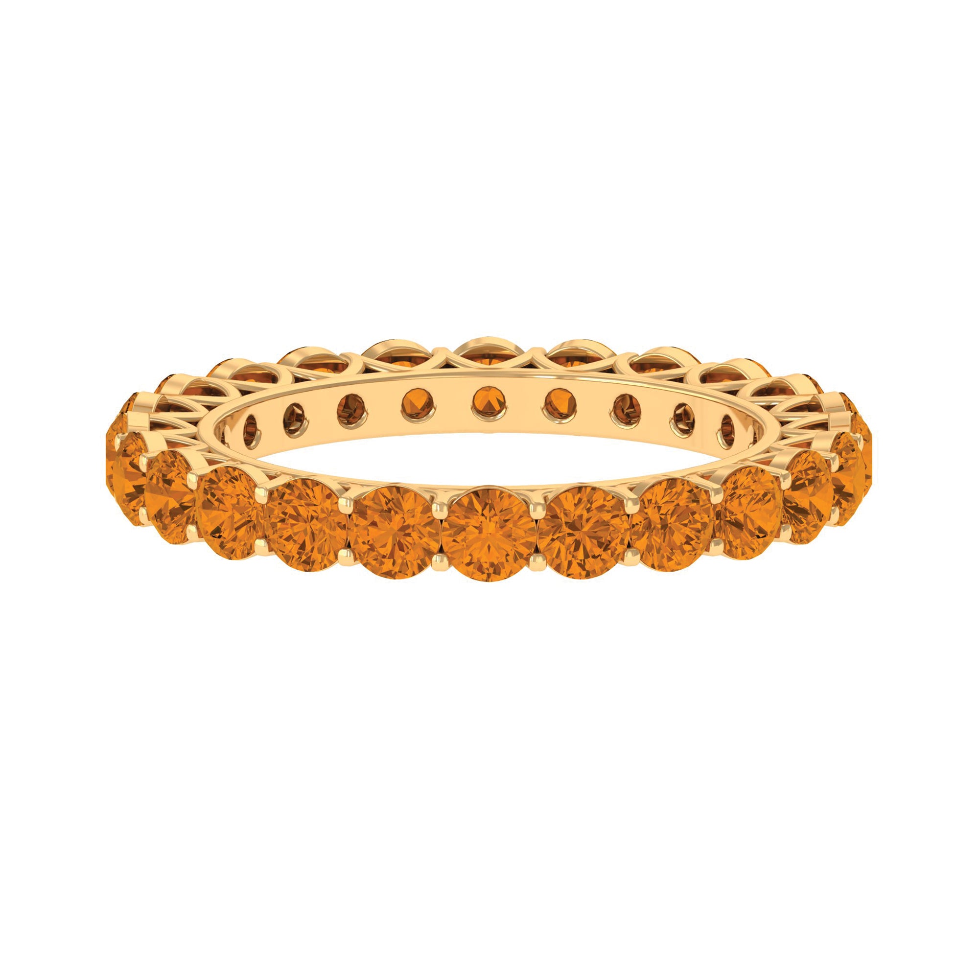 Round Citrine Simple Full Eternity Band Ring AAA - Rosec Jewels