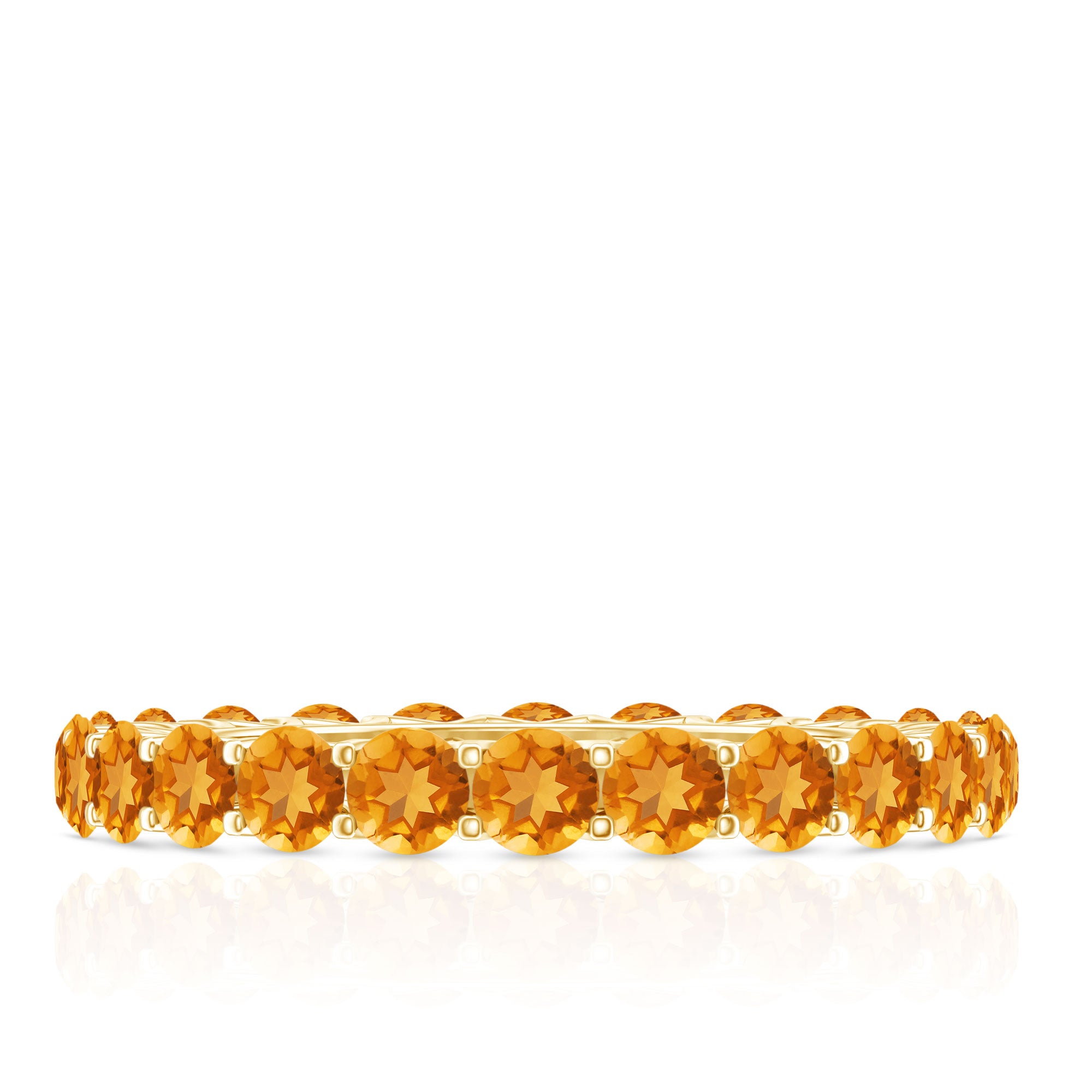 Round Citrine Simple Full Eternity Band Ring AAA - Rosec Jewels