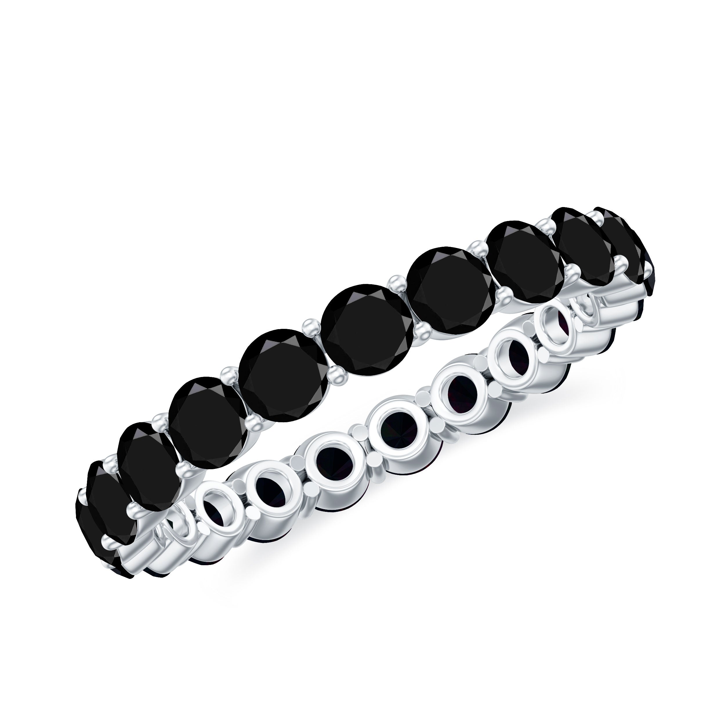 Certified Round Black Spinel Eternity Wedding Band AAA - Rosec Jewels