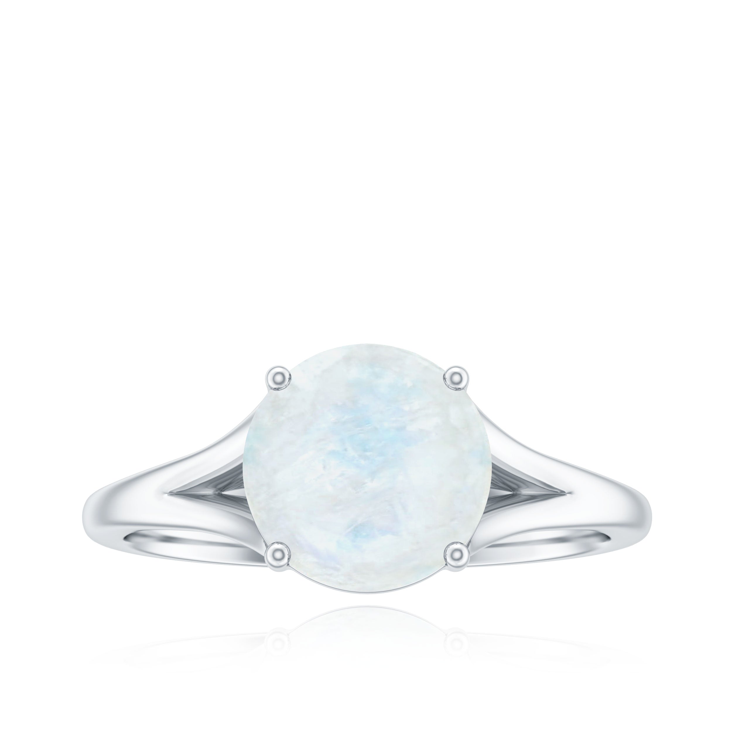 1 CT Natural Moonstone Solitaire Ring with Surprise Diamond AAA - Rosec Jewels
