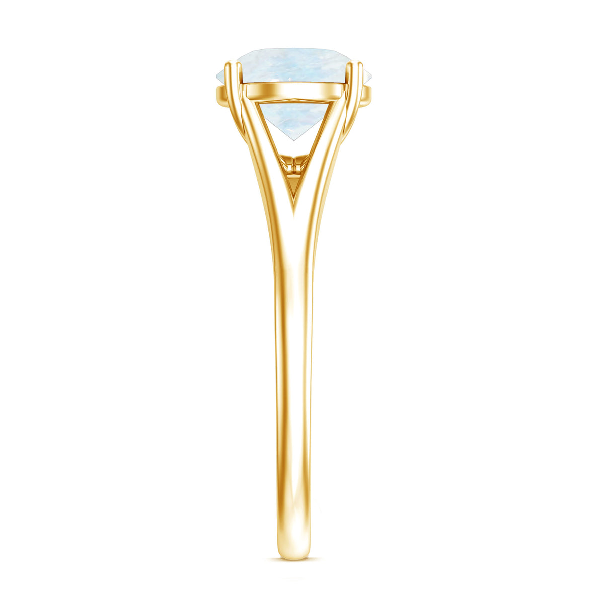 0.8 Carat Natural Moonstone Solitaire Ring with Surprise Diamond AAA - Rosec Jewels