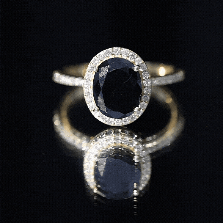 Certified 4.2 Carat Lab Grown Black and White Diamond Oval Engagement Ring with Halo AAAA ( Synthetic ) - Rosec Jewels
