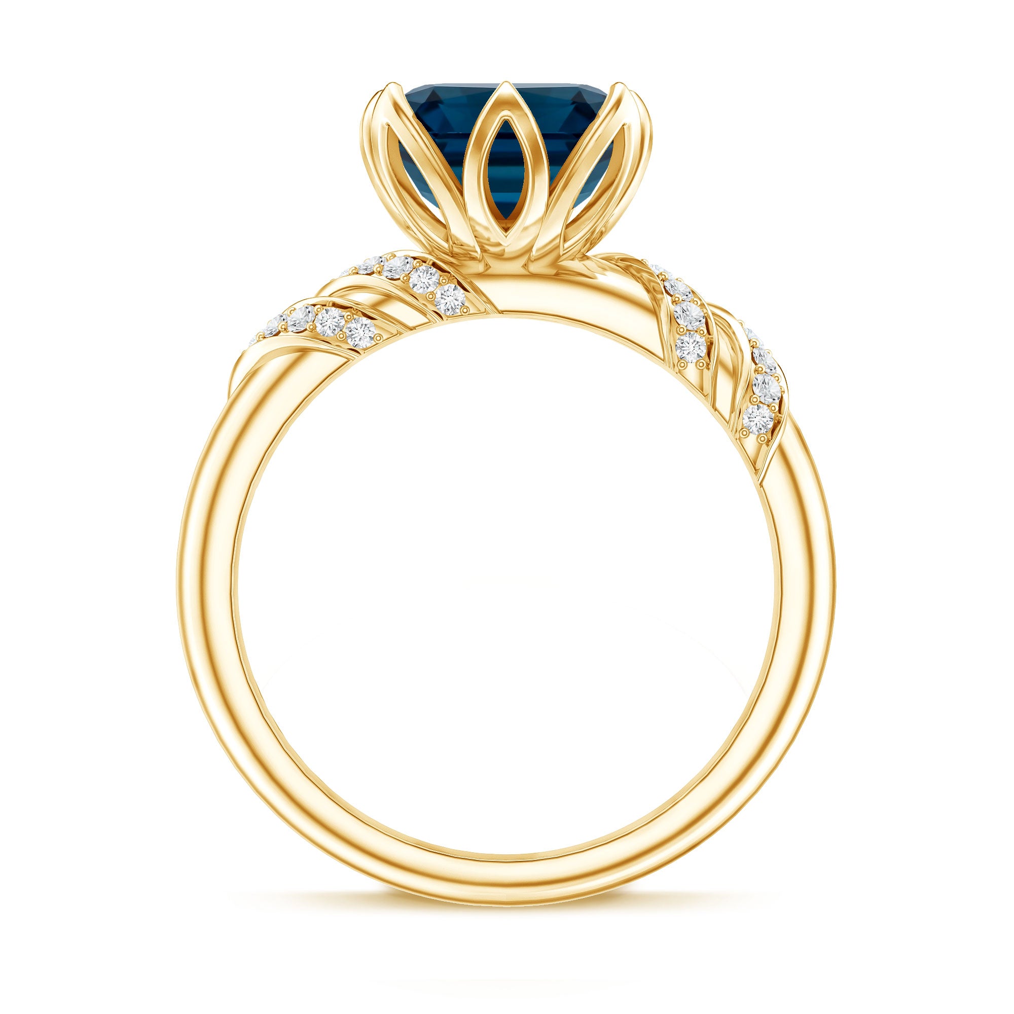 8mm Asscher Cut London Blue Topaz Designer Solitaire Engagement Ring AAA - Rosec Jewels