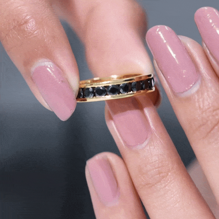 Round Cut Black Onyx Eternity Band in Channel Setting AAA - Rosec Jewels