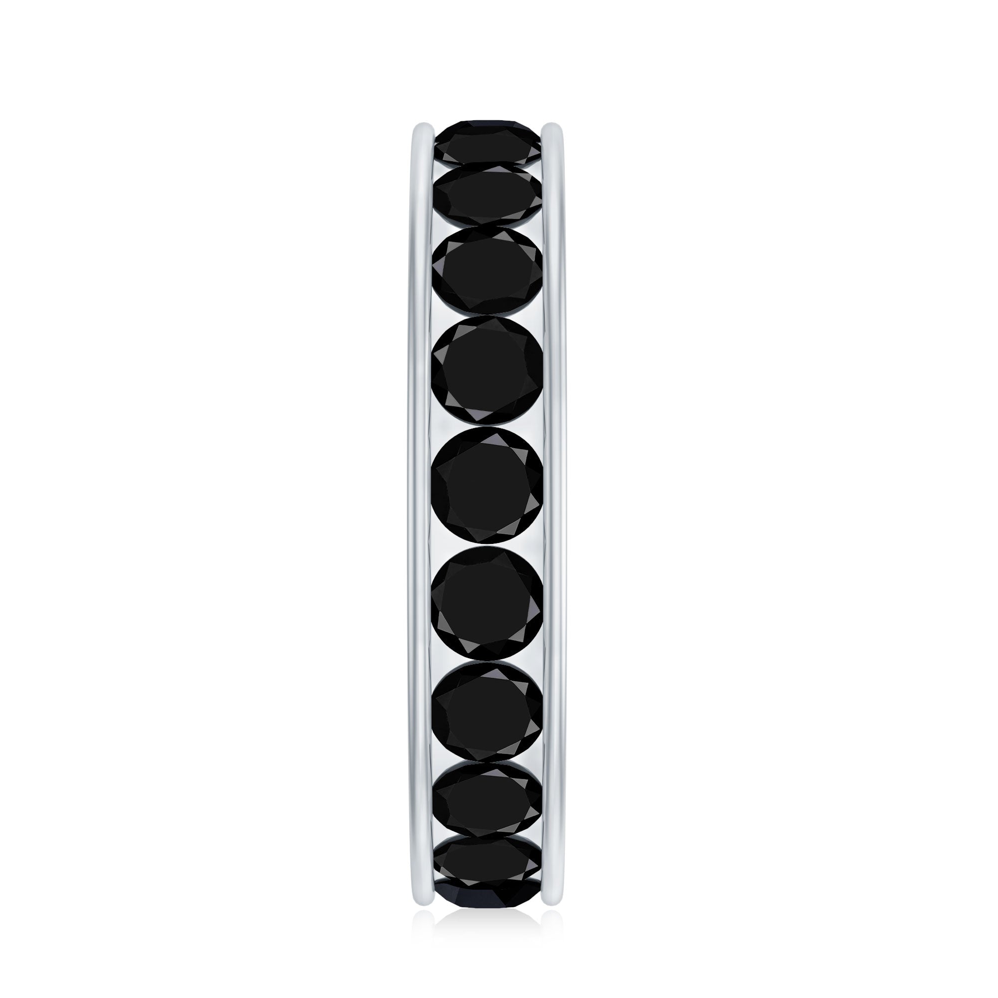 Round Cut Black Onyx Eternity Band in Channel Setting AAA - Rosec Jewels