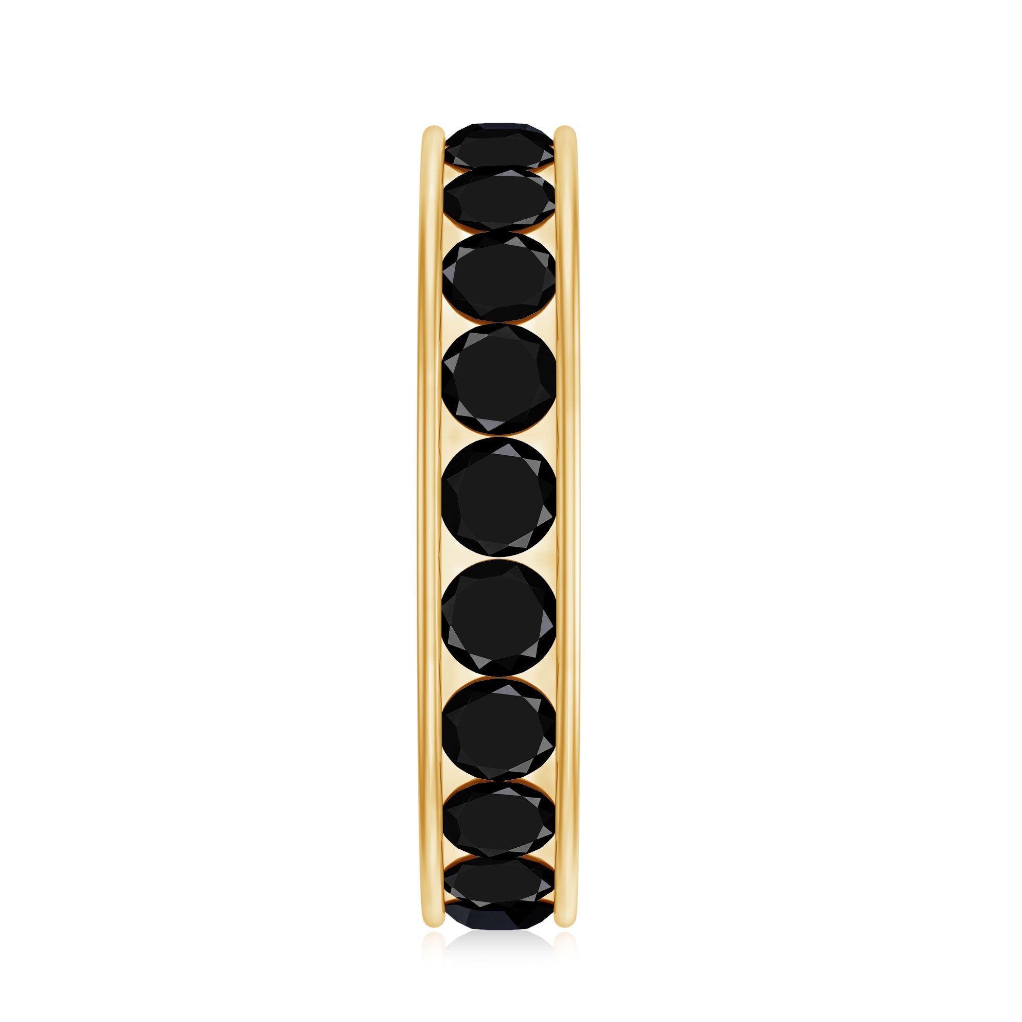 Round Cut Black Onyx Eternity Band in Channel Setting AAA - Rosec Jewels