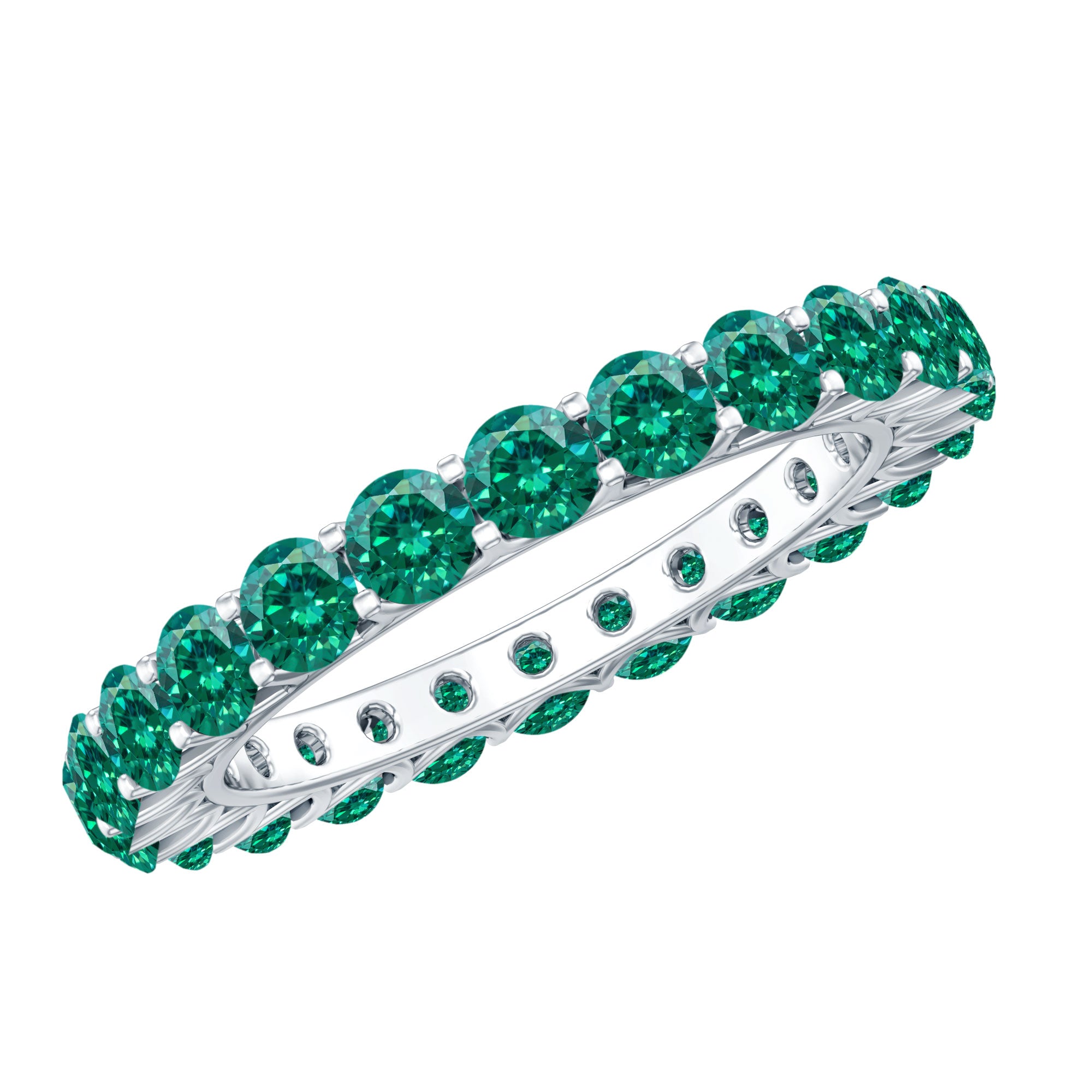 Certified Lab Created Emerald Full Eternity Band Ring AAAA - Rosec Jewels