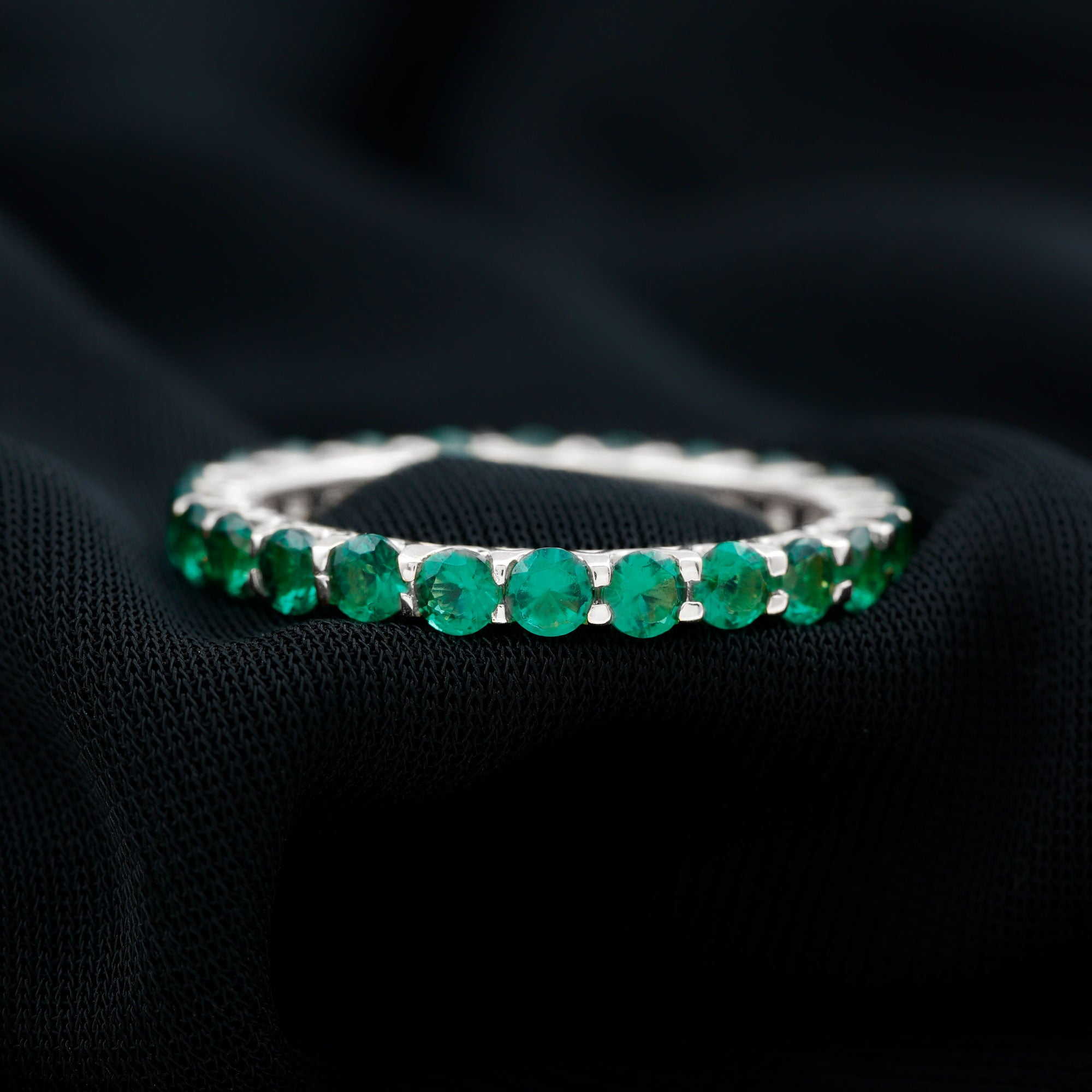 Certified Lab Created Emerald Full Eternity Band Ring AAAA - Rosec Jewels