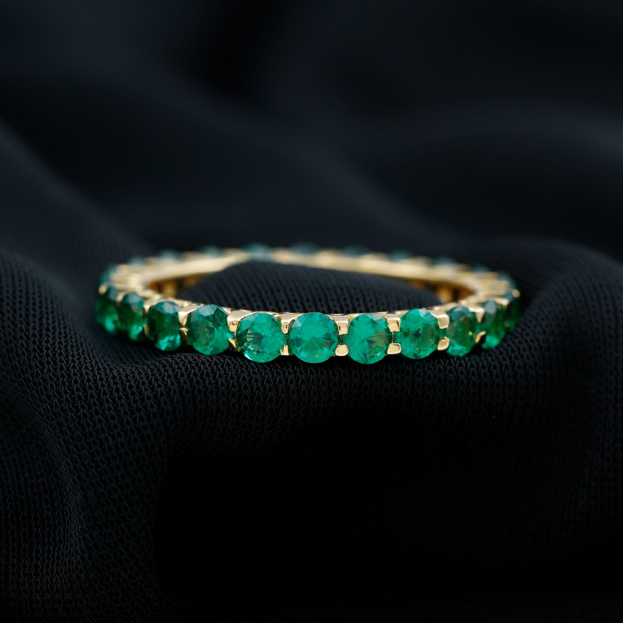 Certified Lab Created Emerald Full Eternity Band Ring AAAA - Rosec Jewels