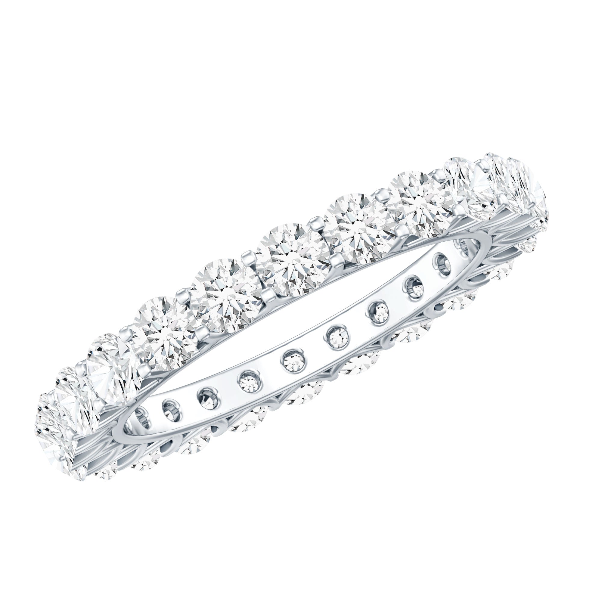 Certified Moissanite Stackable Eternity Band Ring D-VS1 - Rosec Jewels