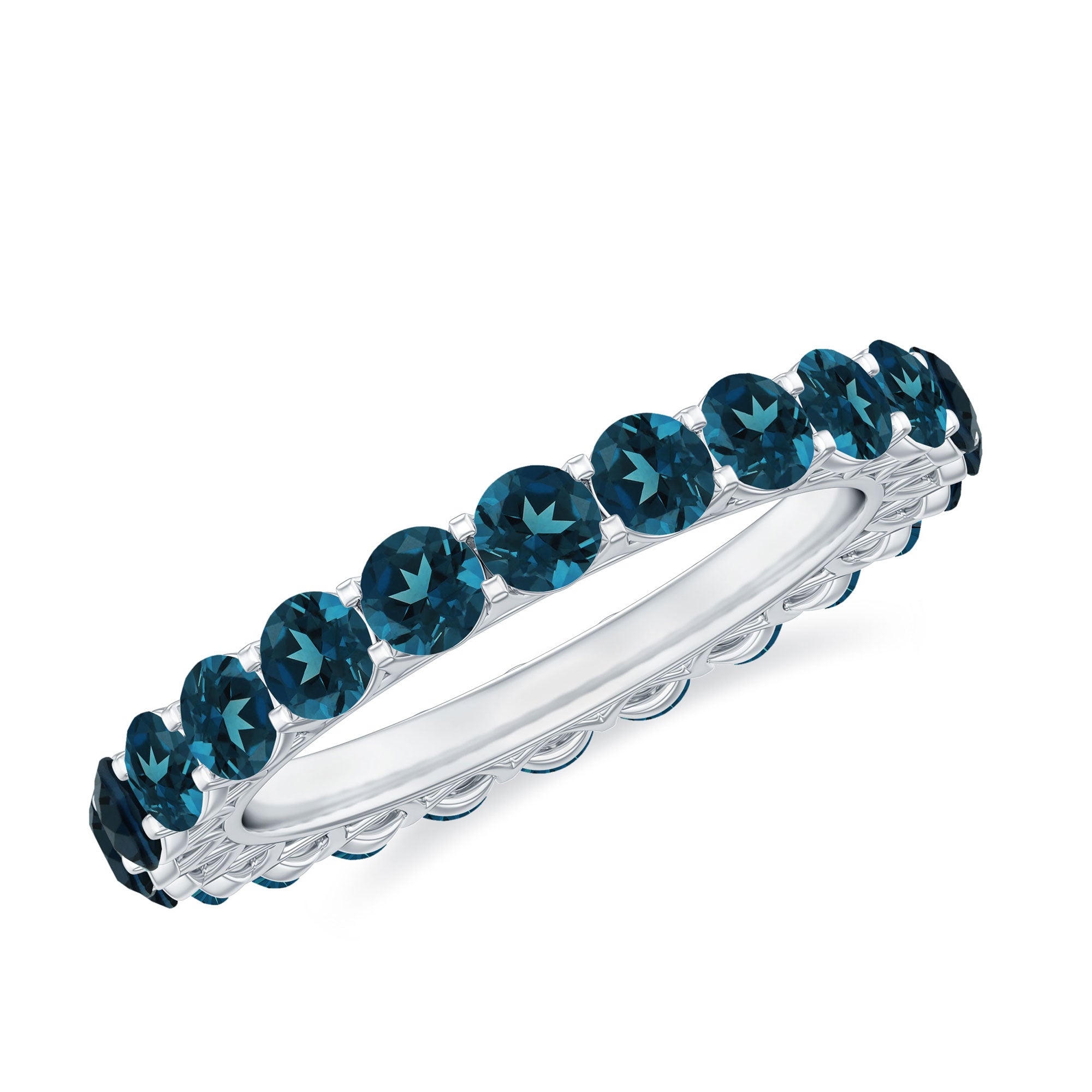 Certified London Blue Topaz Full Eternity Band Ring AAA - Rosec Jewels
