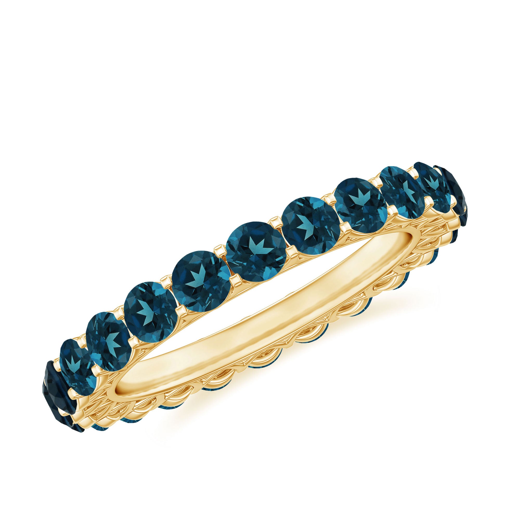 Certified London Blue Topaz Full Eternity Band Ring AAA - Rosec Jewels