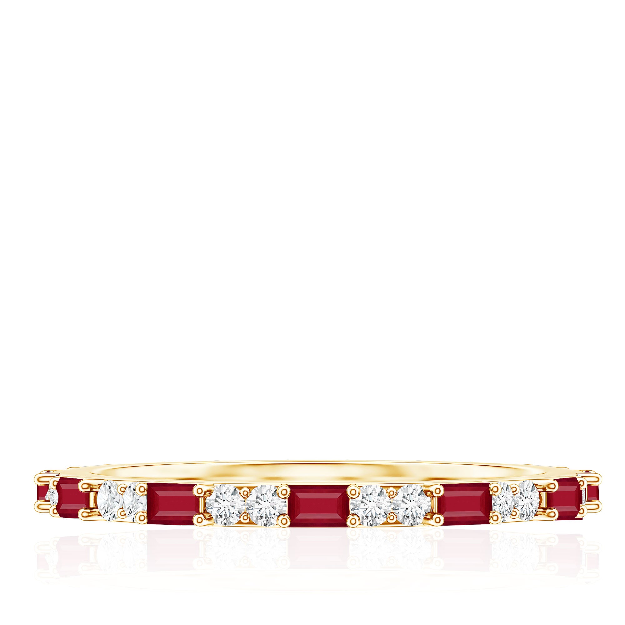 Genuine Baguette Ruby Diamond Eternity Ring for Women AAA - Rosec Jewels