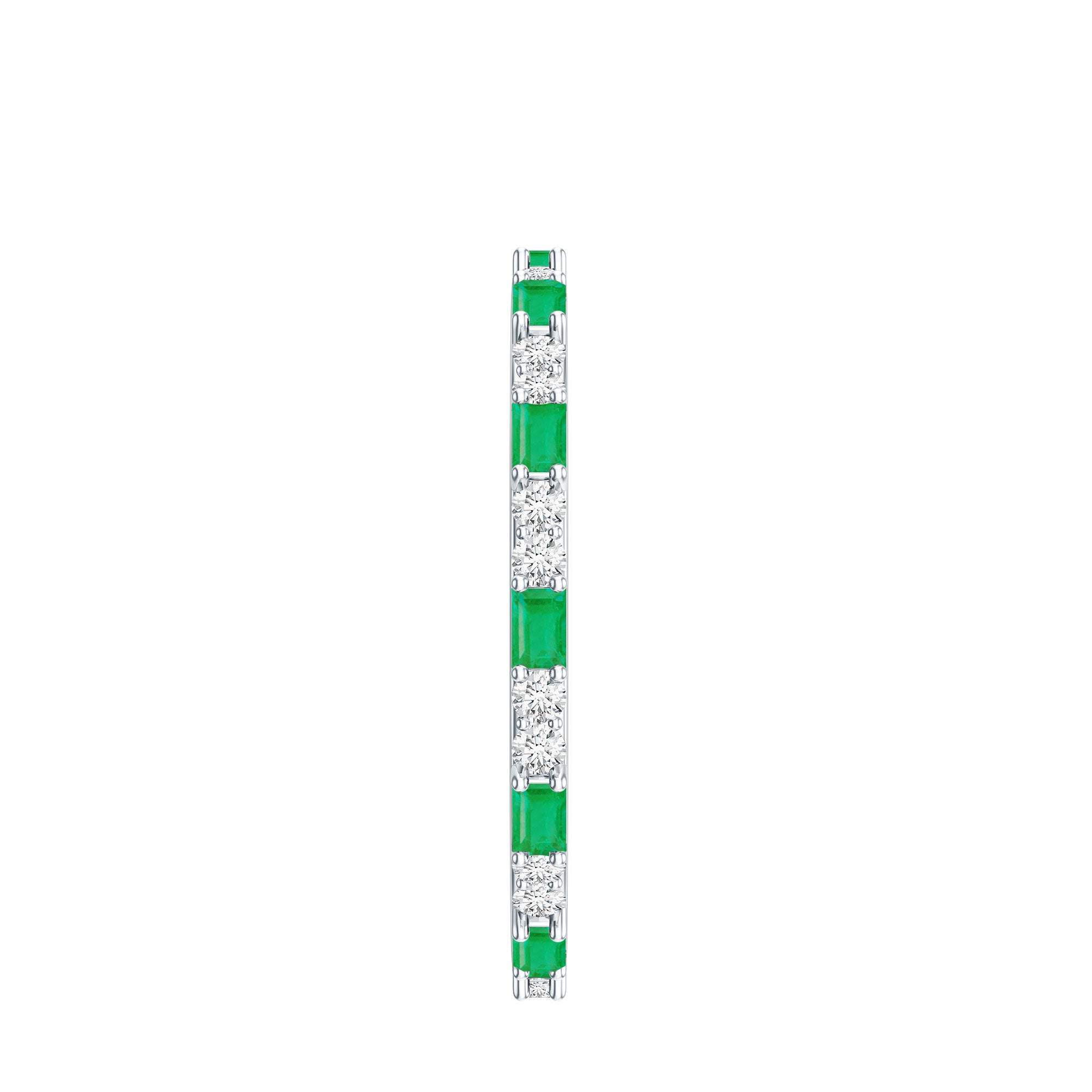 Natural Baguette Emerald Diamond Eternity Ring in East West Style AAA - Rosec Jewels