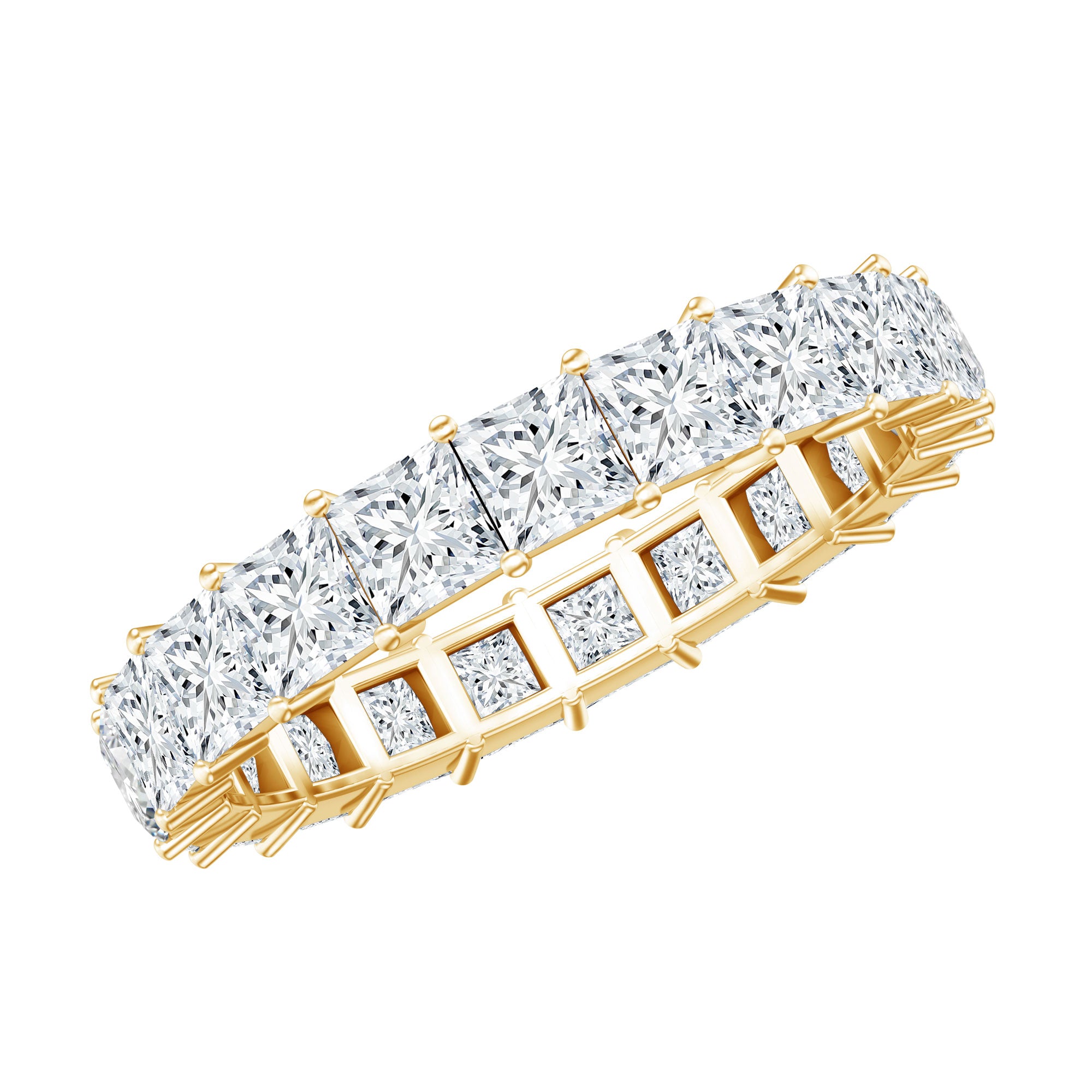Princess Cut Certified Moissanite Full Eternity Ring D-VS1 - Rosec Jewels