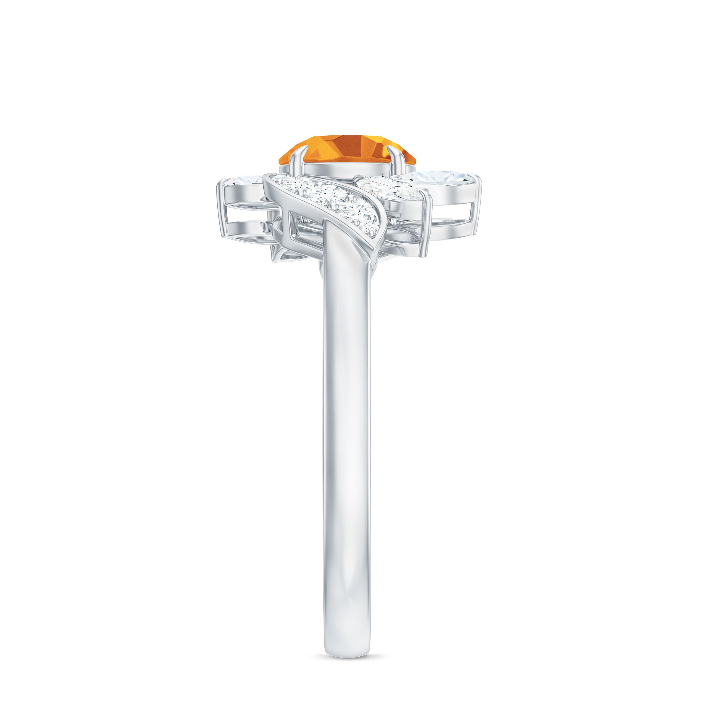 Certified Real 1.2 Carat Citrine Engagement Ring with Moissanite AAA - Rosec Jewels