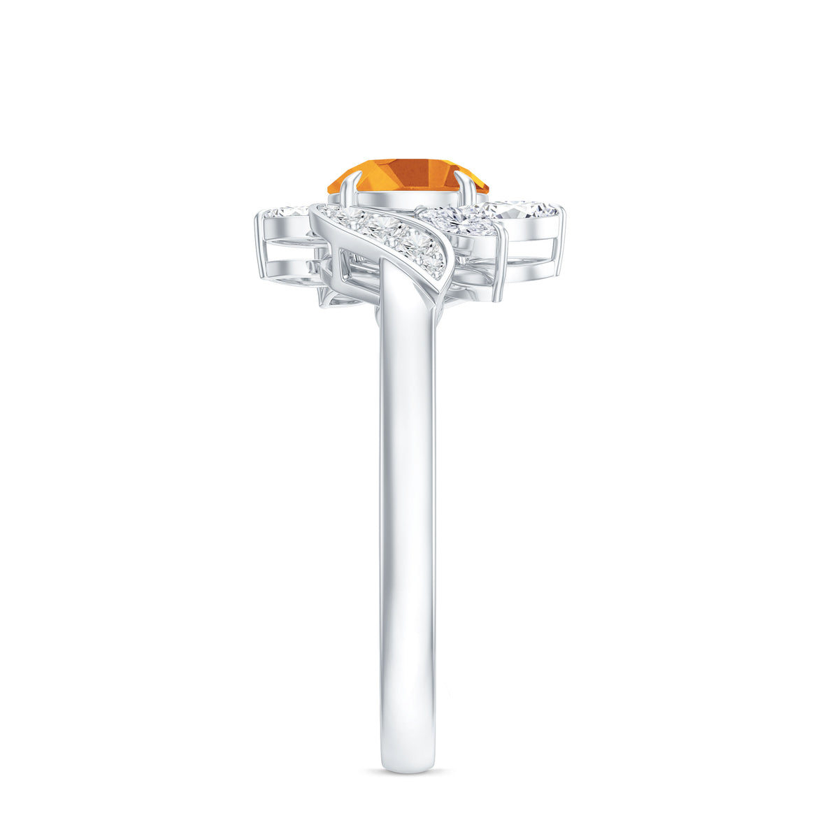 Certified Real 1.2 Carat Citrine Engagement Ring with Moissanite AAA - Rosec Jewels