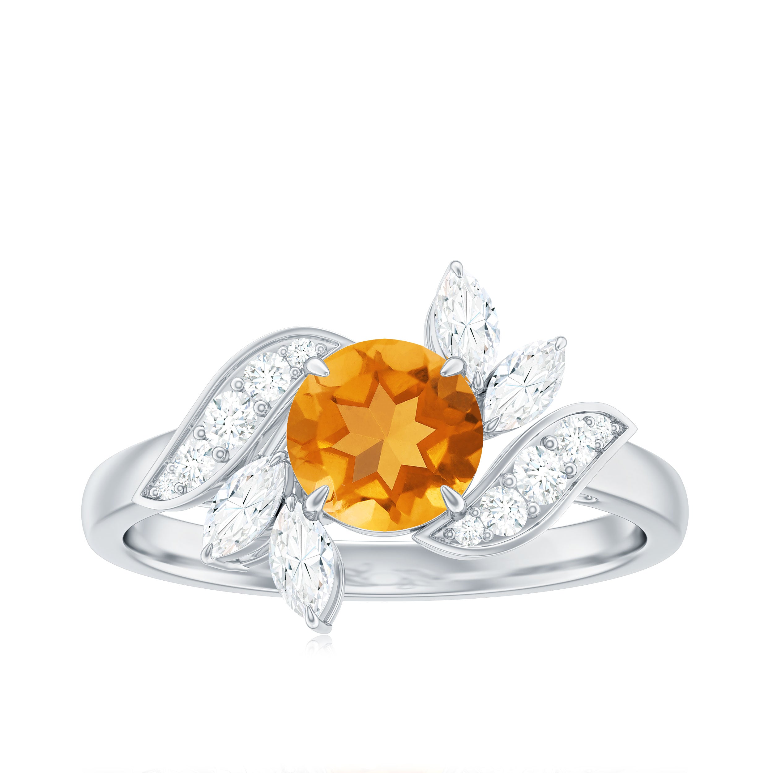 Certified Real 1.2 Carat Citrine Engagement Ring with Moissanite AAA - Rosec Jewels