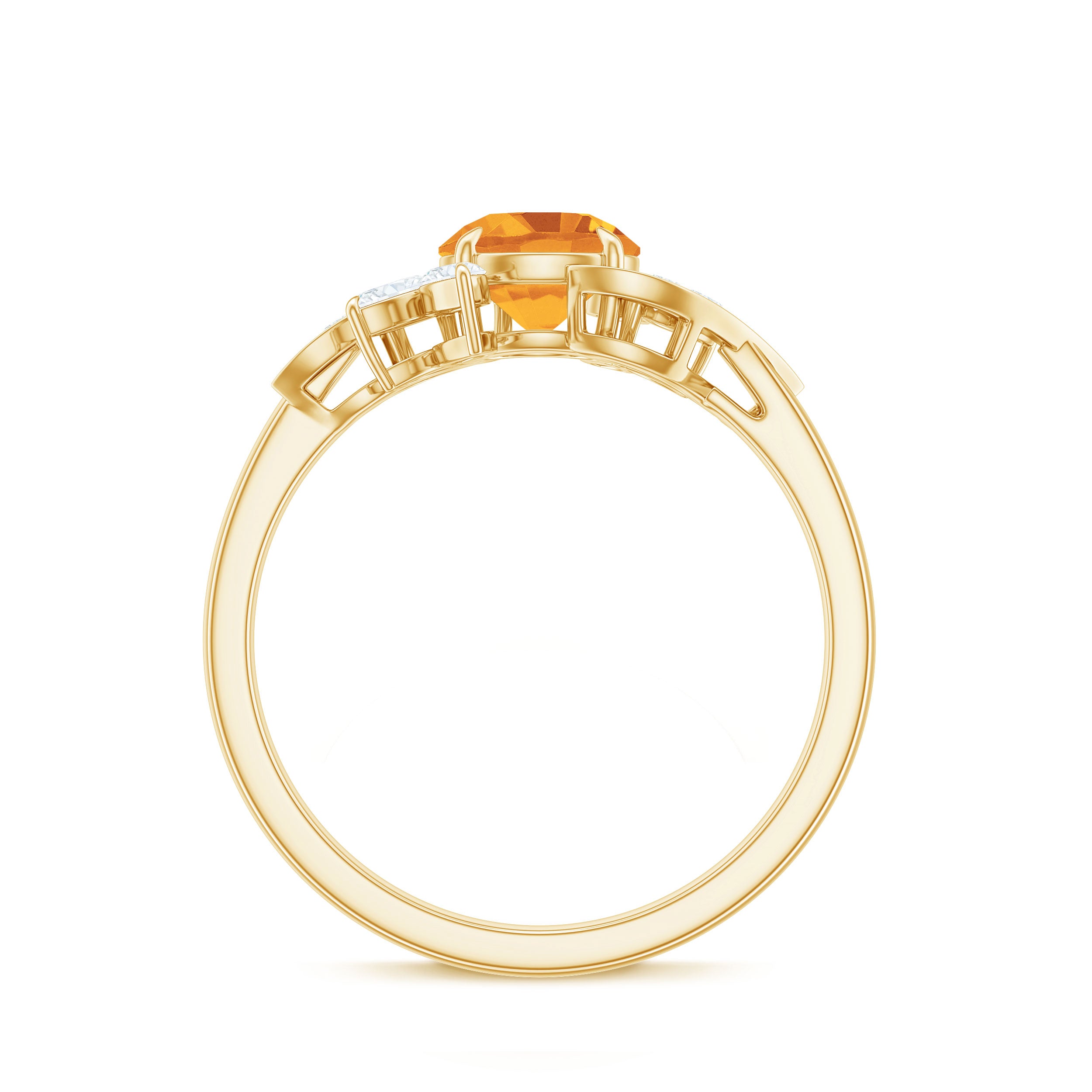 Certified Real 1.2 Carat Citrine Engagement Ring with Moissanite AAA - Rosec Jewels