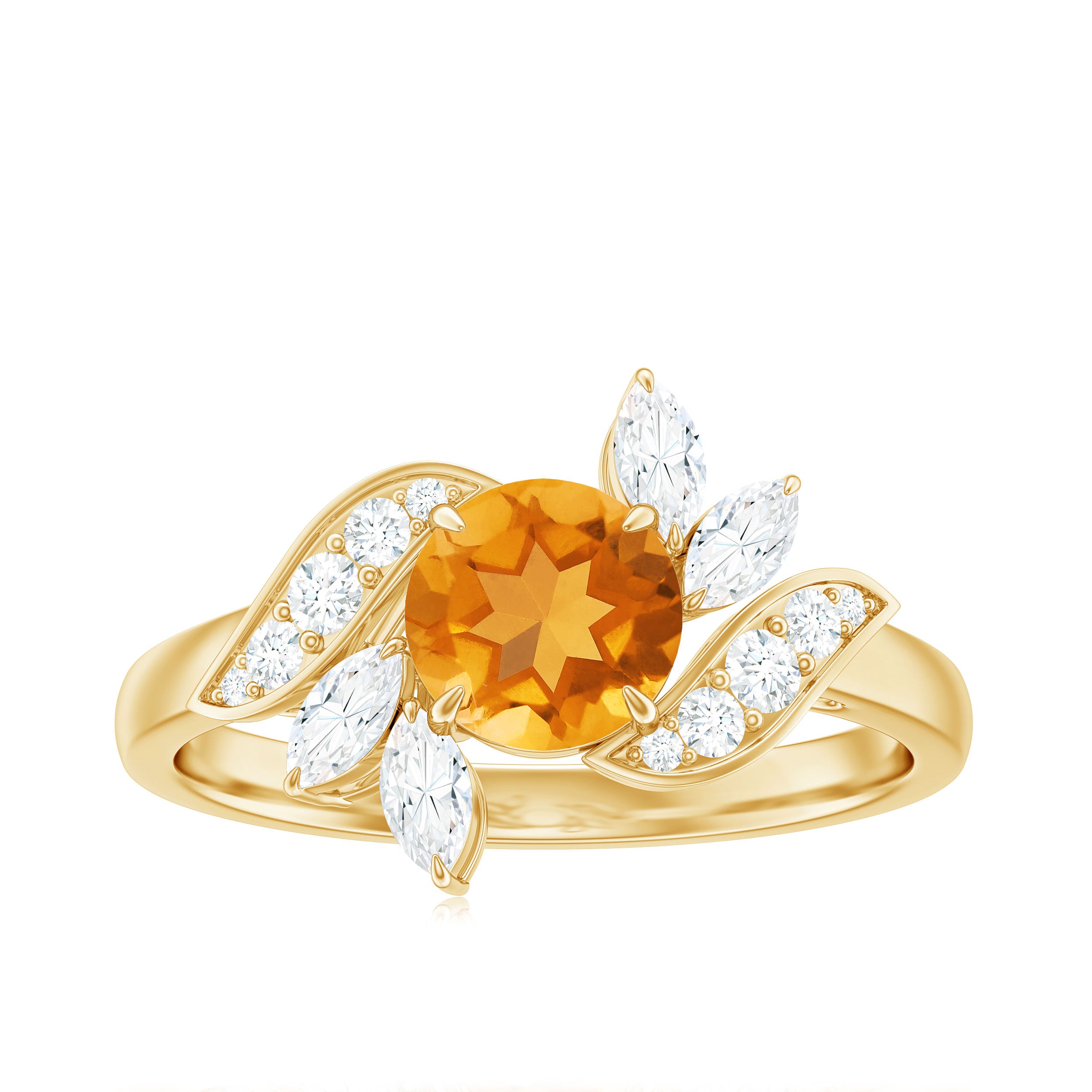 Certified Real 1.2 Carat Citrine Engagement Ring with Moissanite AAA - Rosec Jewels