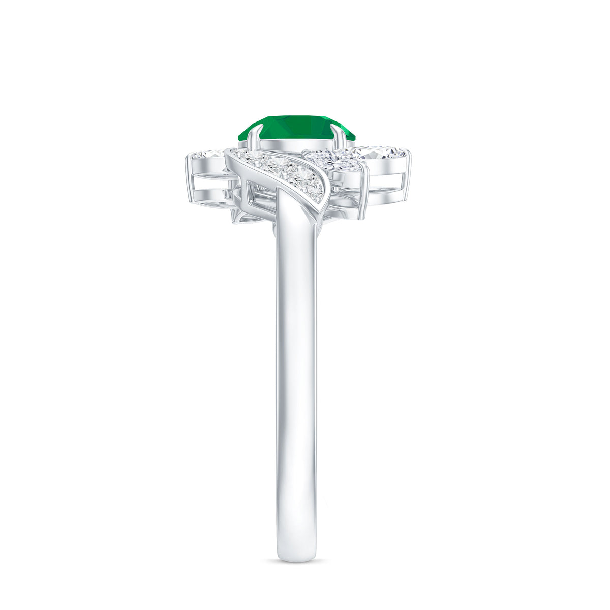 Natural 0.4 Carat Emerald Engagement Ring with Diamond AAA - Rosec Jewels