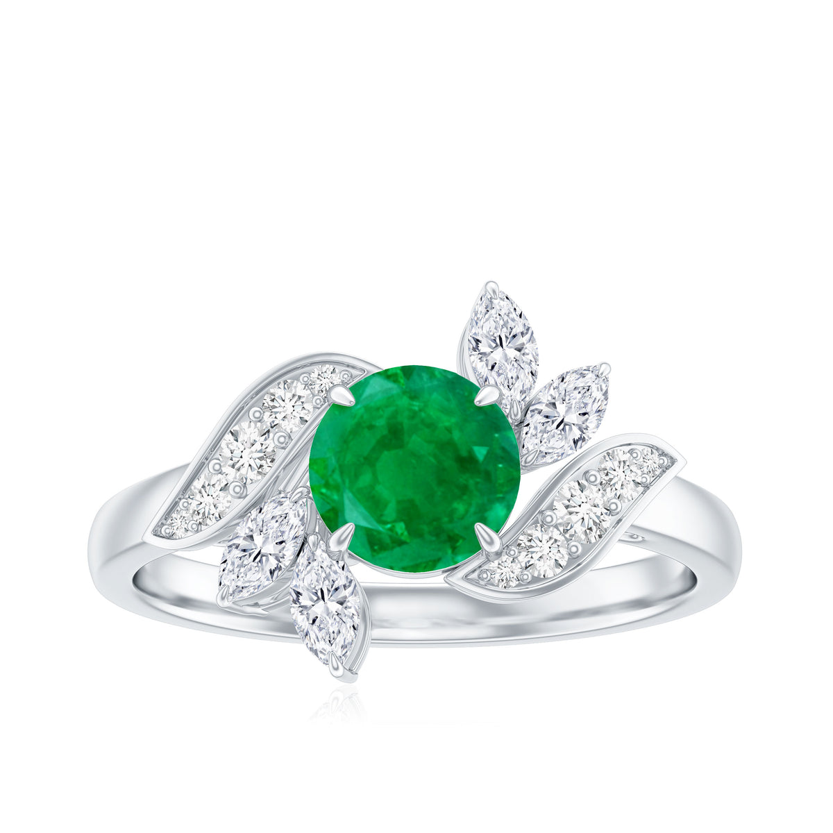 Natural 0.4 Carat Emerald Engagement Ring with Diamond AAA - Rosec Jewels