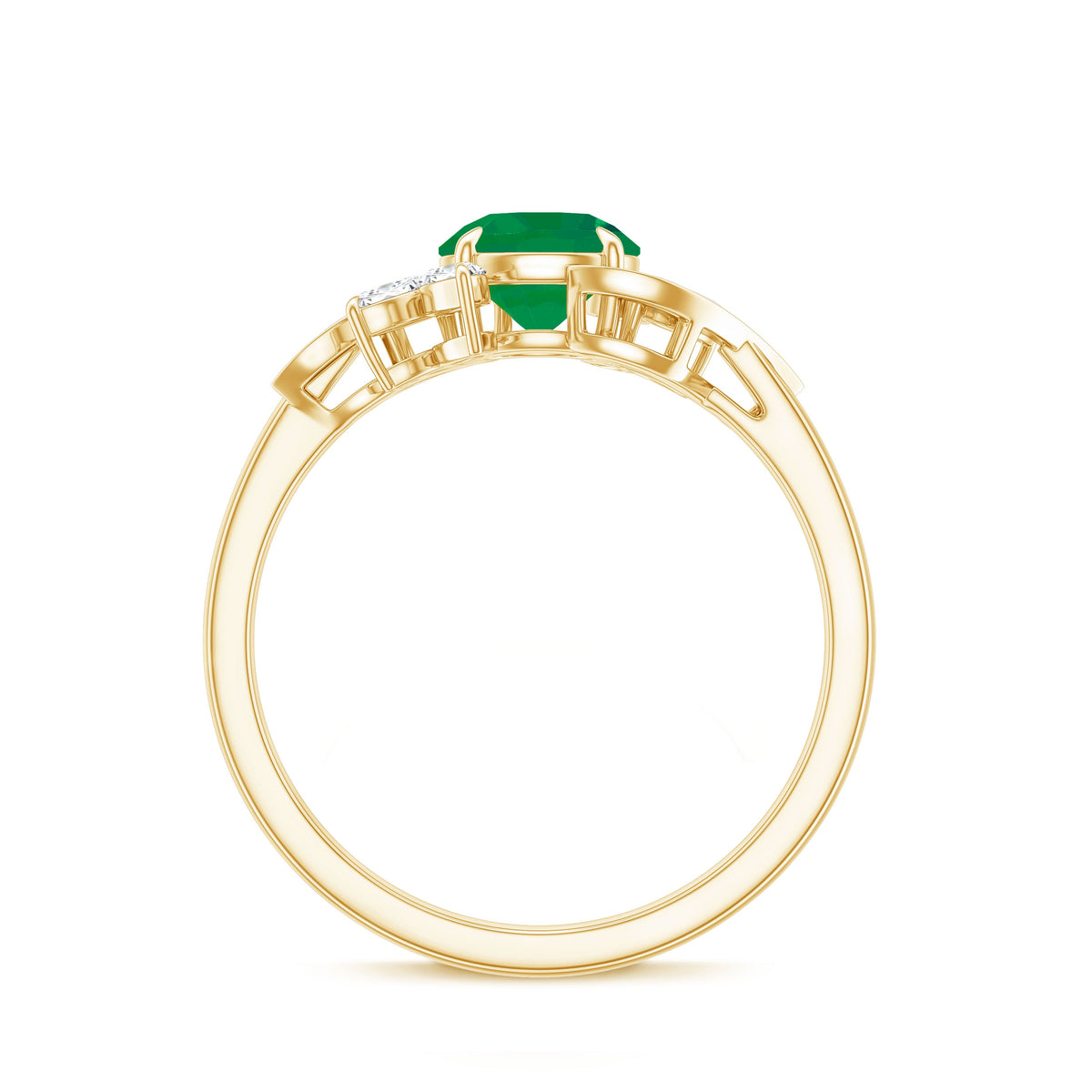 Natural 0.4 Carat Emerald Engagement Ring with Diamond AAA - Rosec Jewels