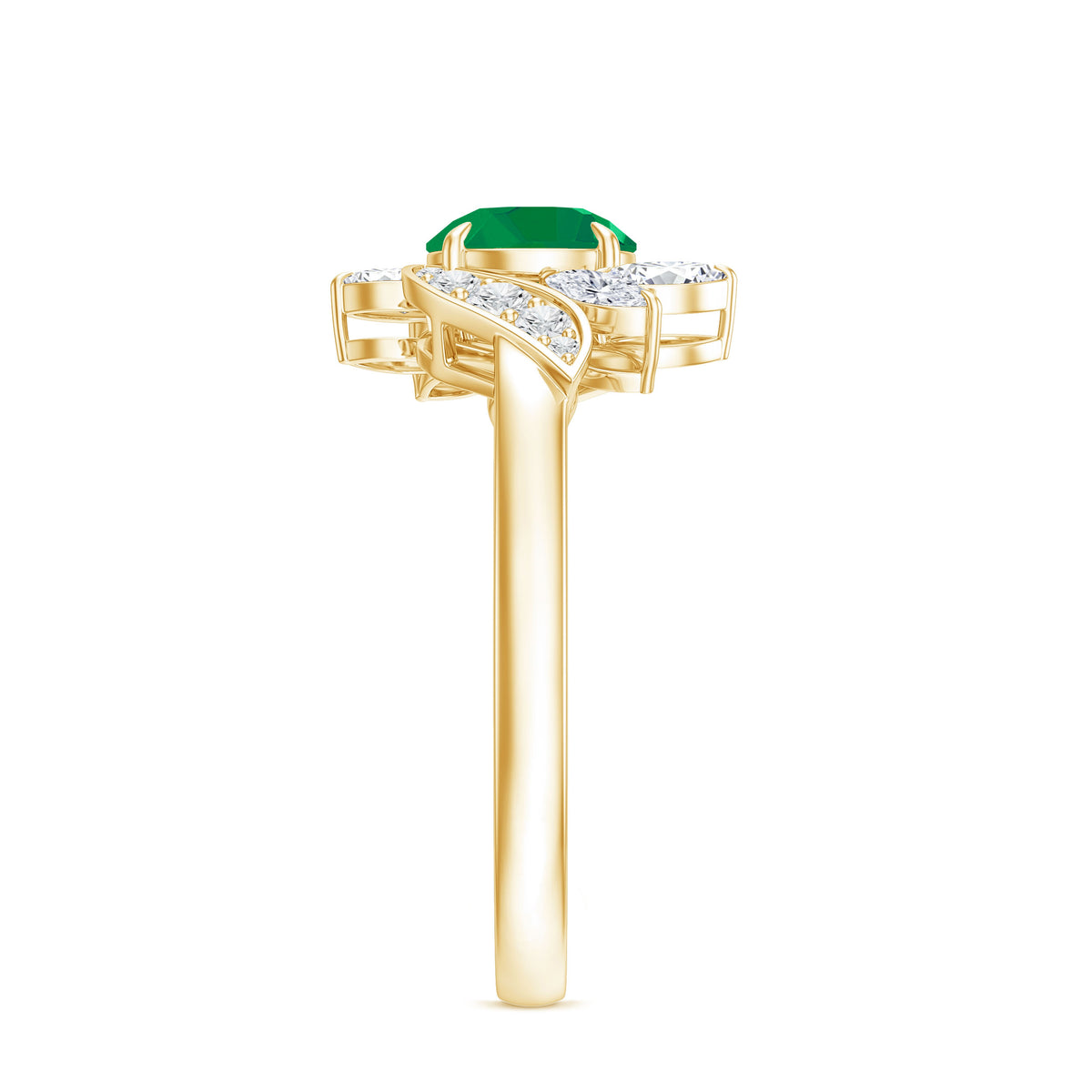 Natural 0.4 Carat Emerald Engagement Ring with Diamond AAA - Rosec Jewels