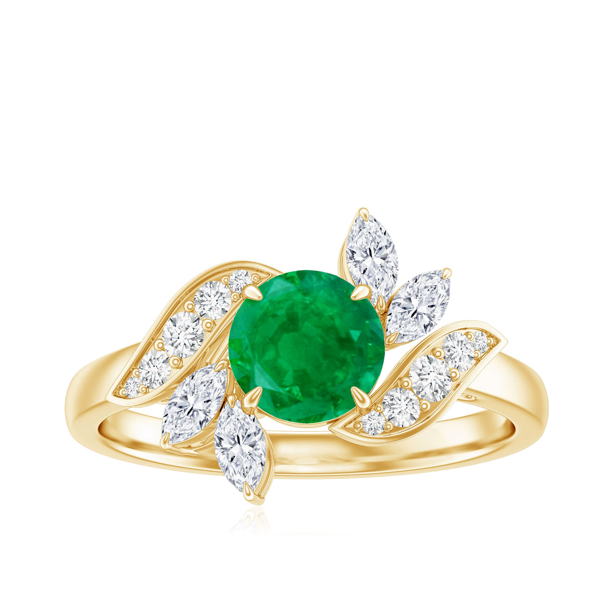 Natural 0.4 Carat Emerald Engagement Ring with Diamond AAA - Rosec Jewels