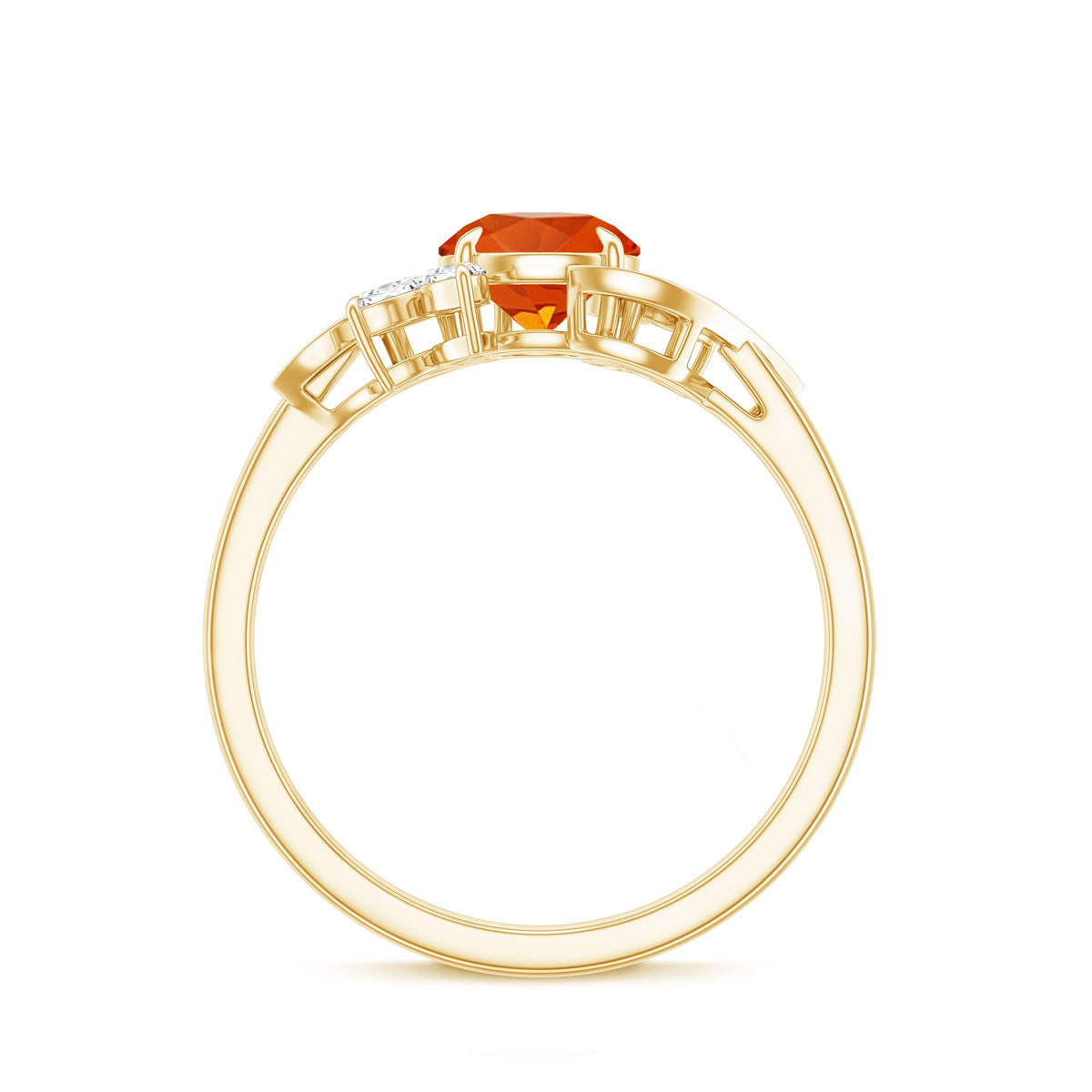 0.7 Carat Fire Opal Flower Engagement Ring with Diamond AAA - Rosec Jewels
