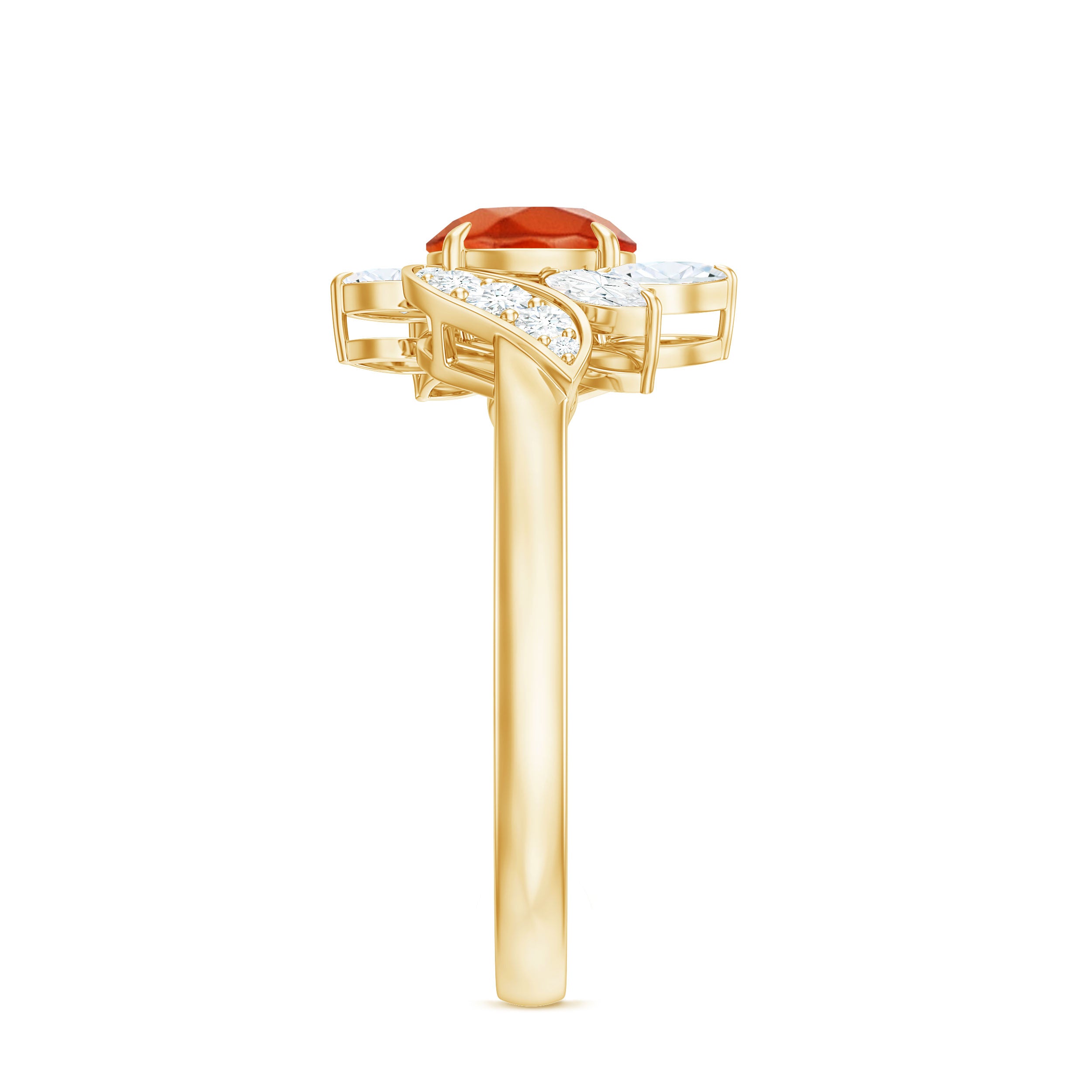 1.25 CT Fire Opal Flower Engagement Ring with Diamond AAA - Rosec Jewels