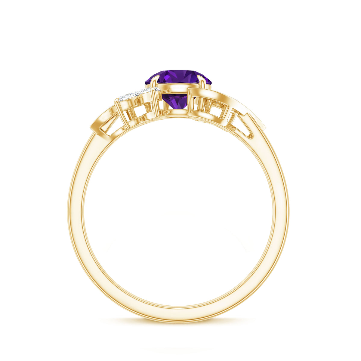 1.2 Carat Nature Inspired Amethyst Engagement Ring with Diamond AAA - Rosec Jewels