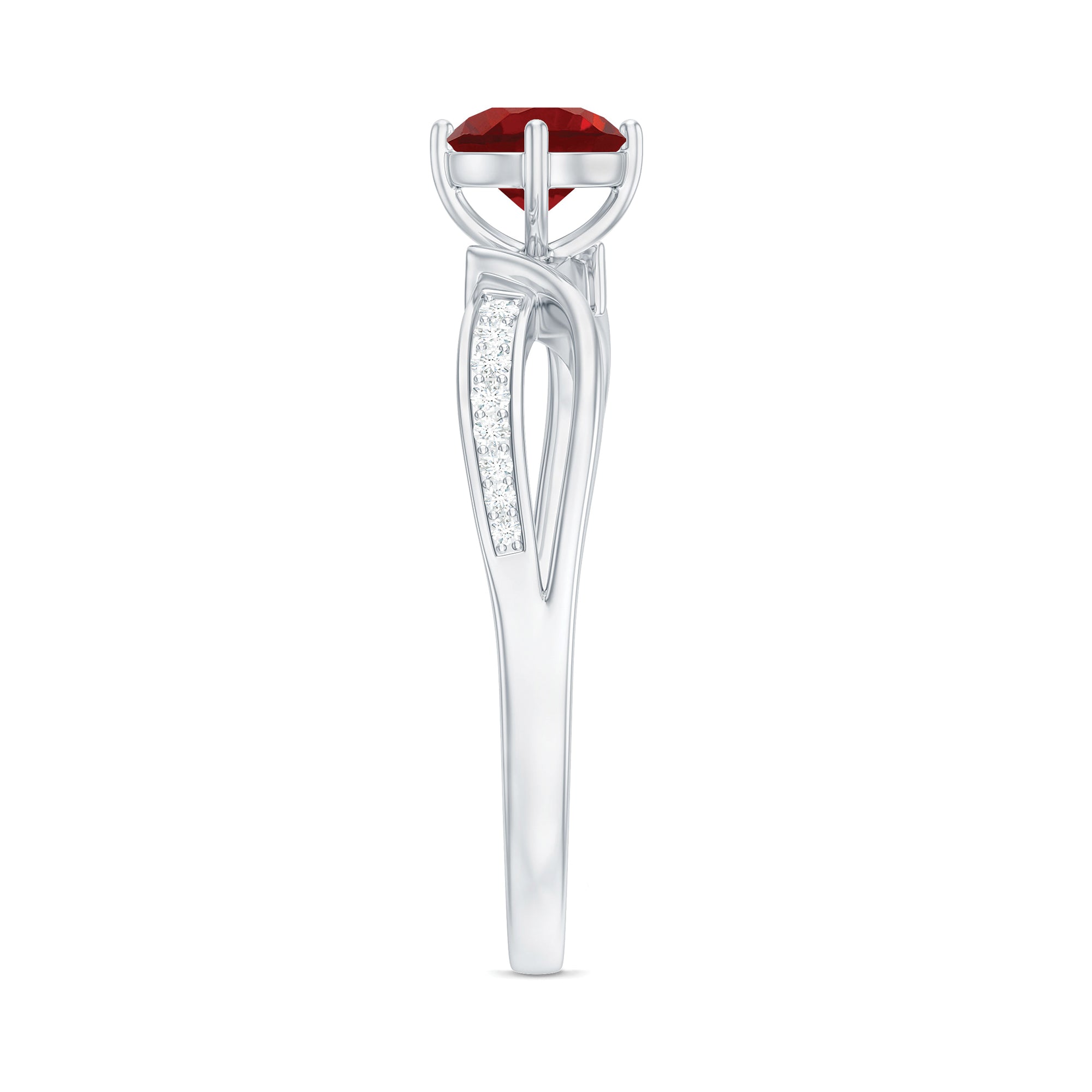 Rosec Jewels-Solitaire Lab Created Ruby Infinity Engagement Ring with Diamonds