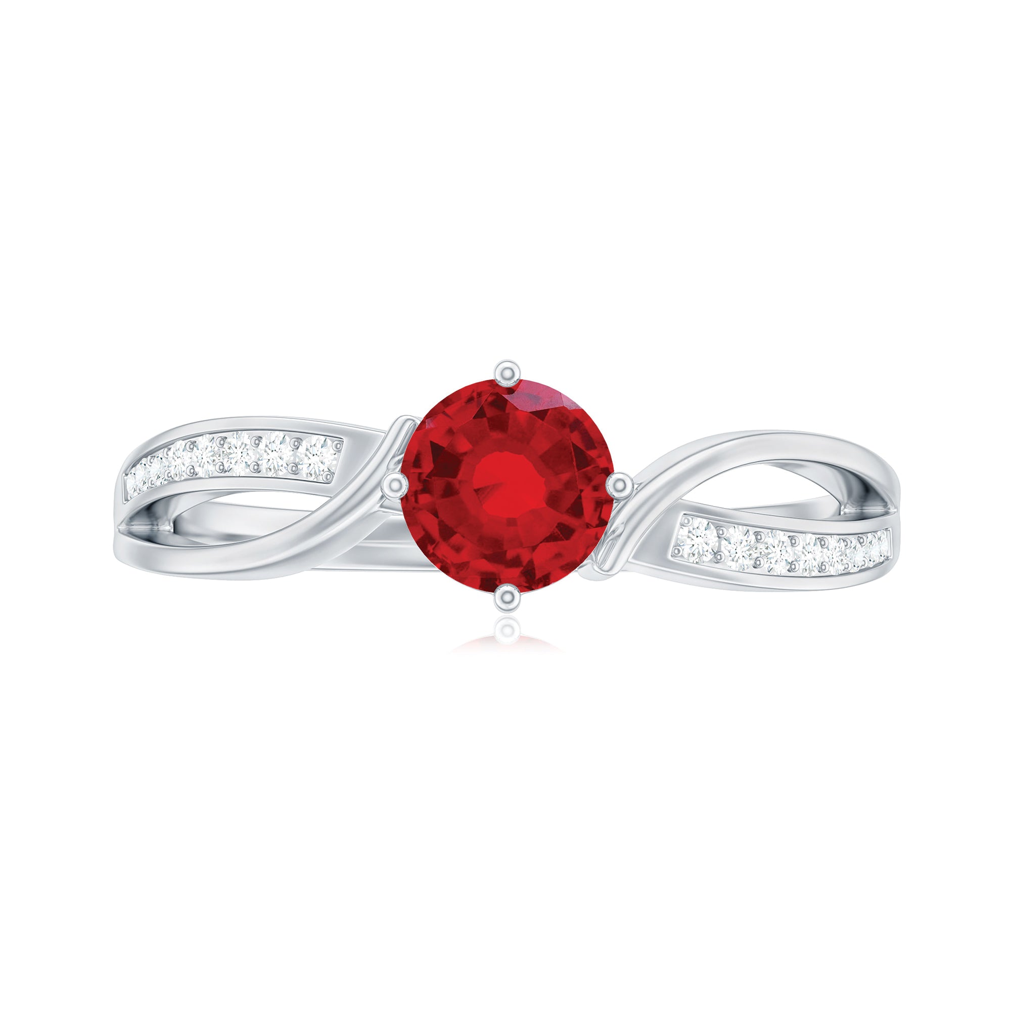 Rosec Jewels-Solitaire Lab Created Ruby Infinity Engagement Ring with Diamonds