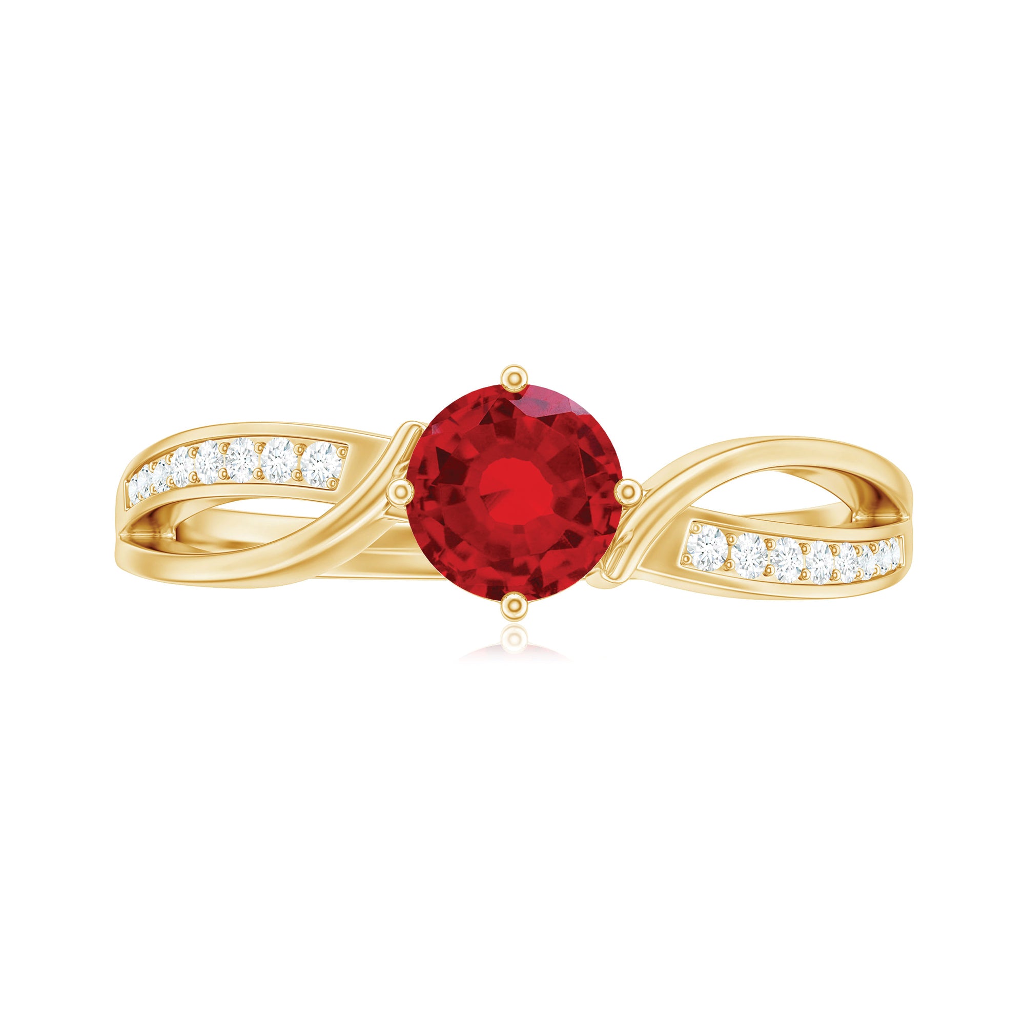 Rosec Jewels-Solitaire Lab Created Ruby Infinity Engagement Ring with Diamonds